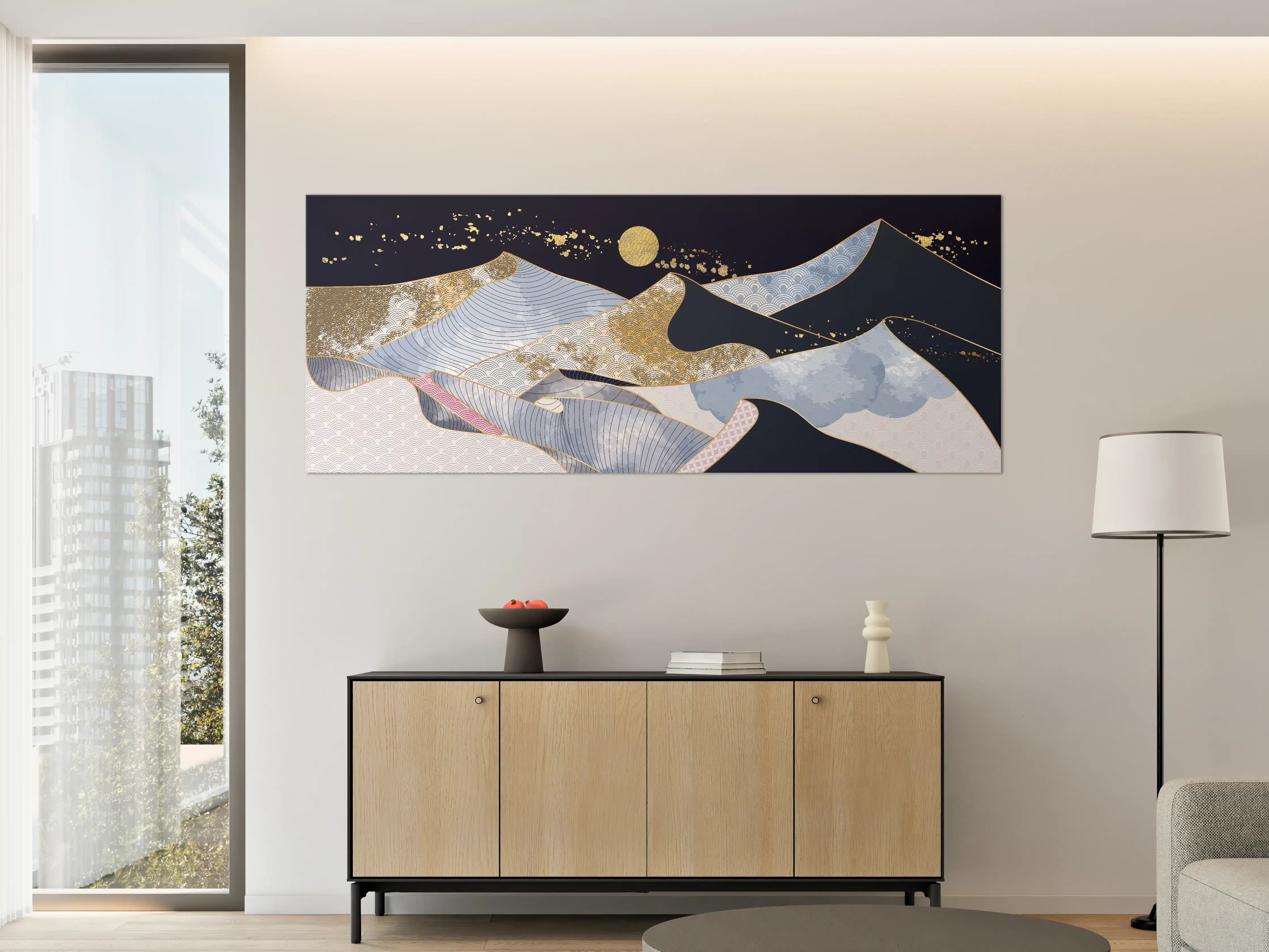 Große Wandbilder - Abstrakte Gold-Mond-Nacht