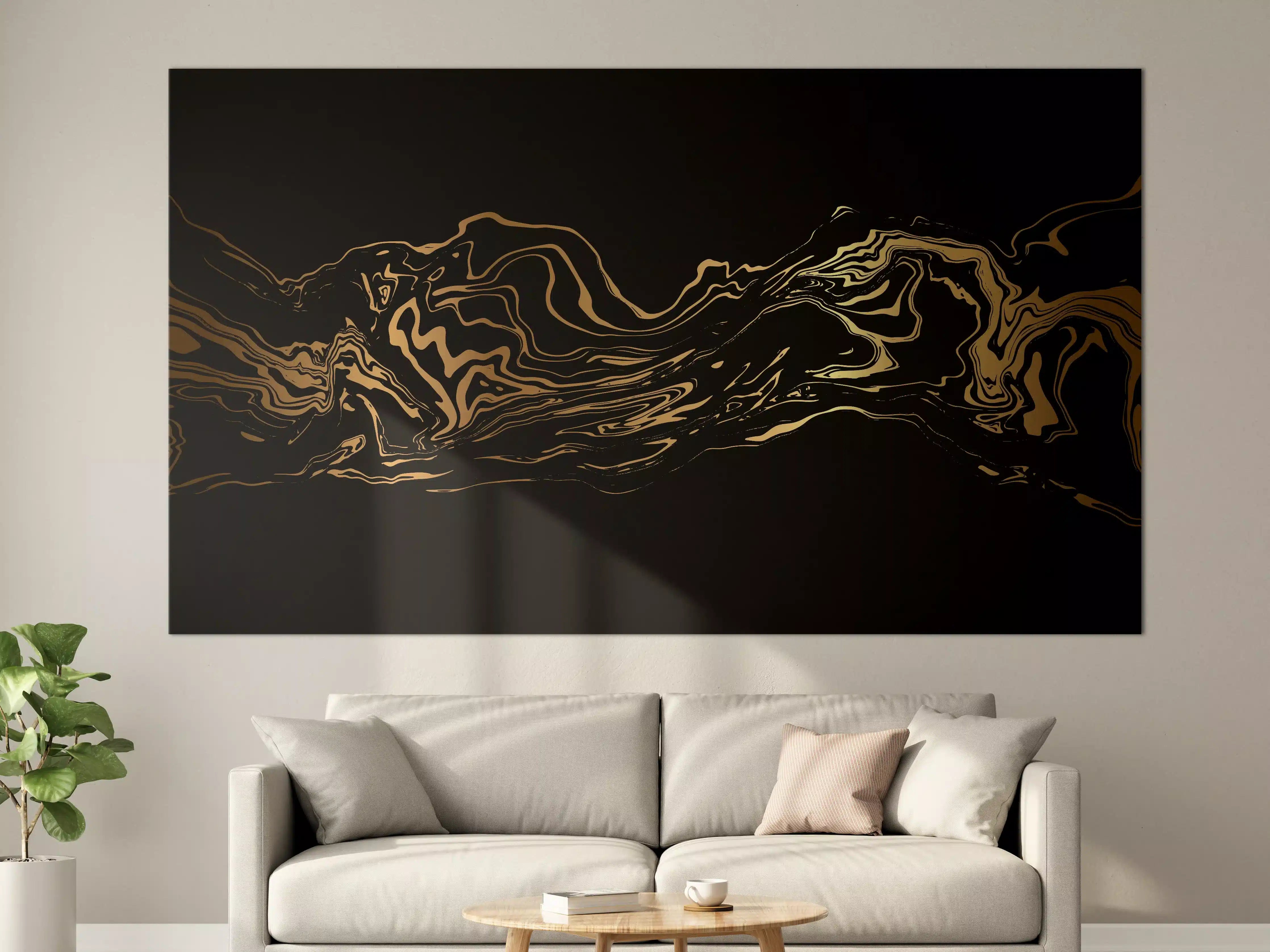 Große Wandbilder - Abstrakte Gold-Schwarz-Textur