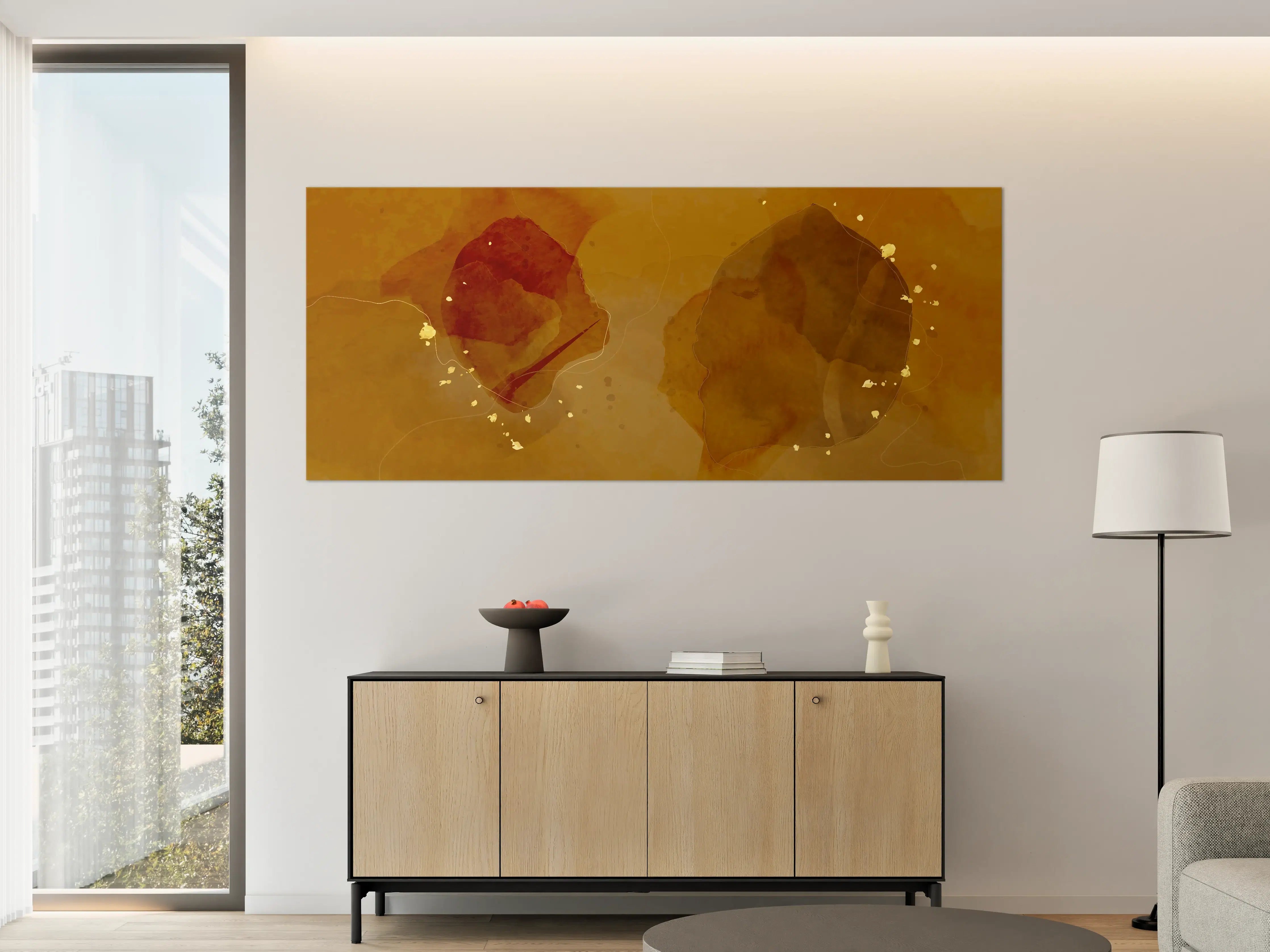 Große Wandbilder - Abstrakte Goldbraune Kunst