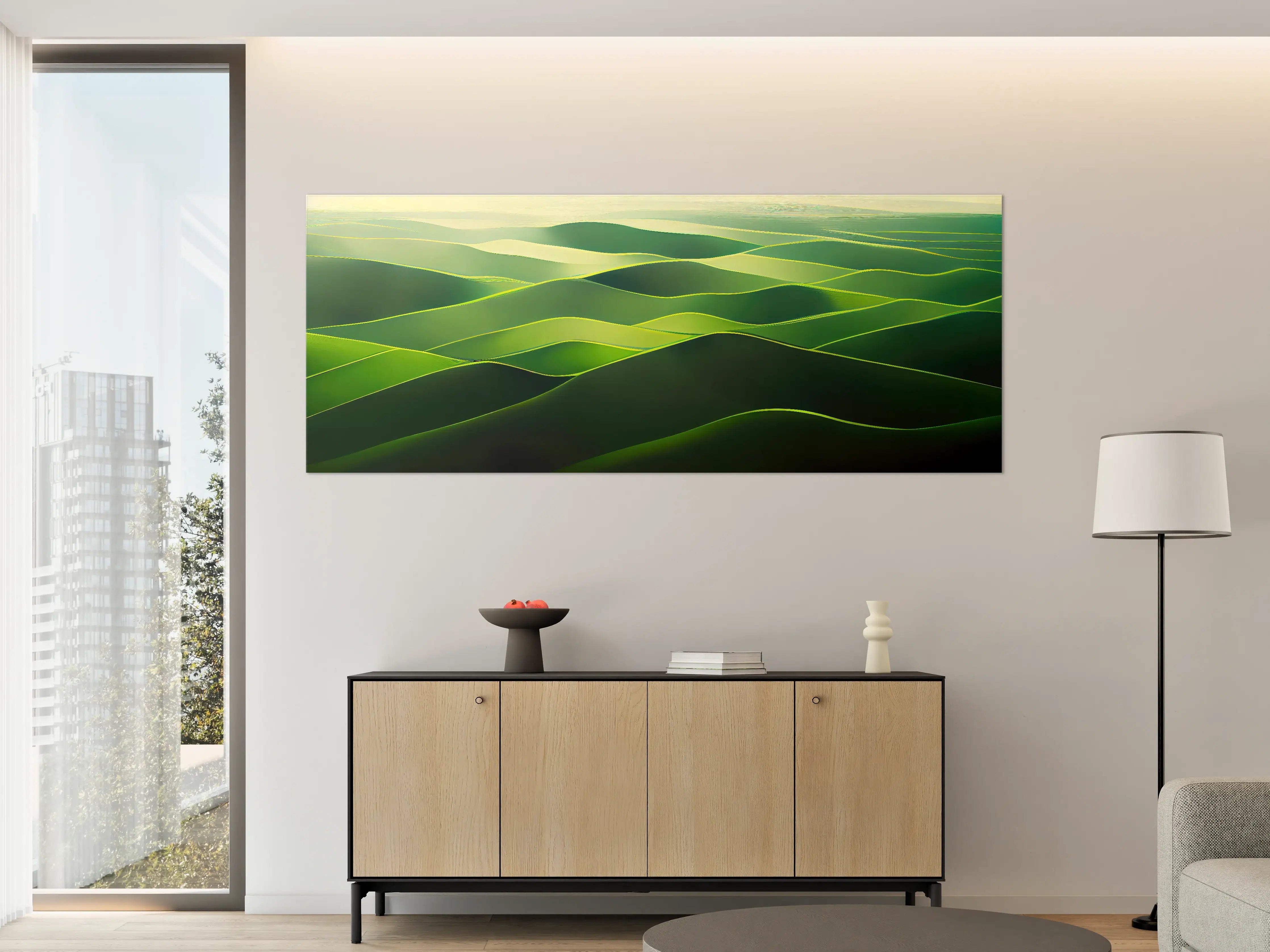 Große Wandbilder - Abstrakte Grüne Landschaft Illustration