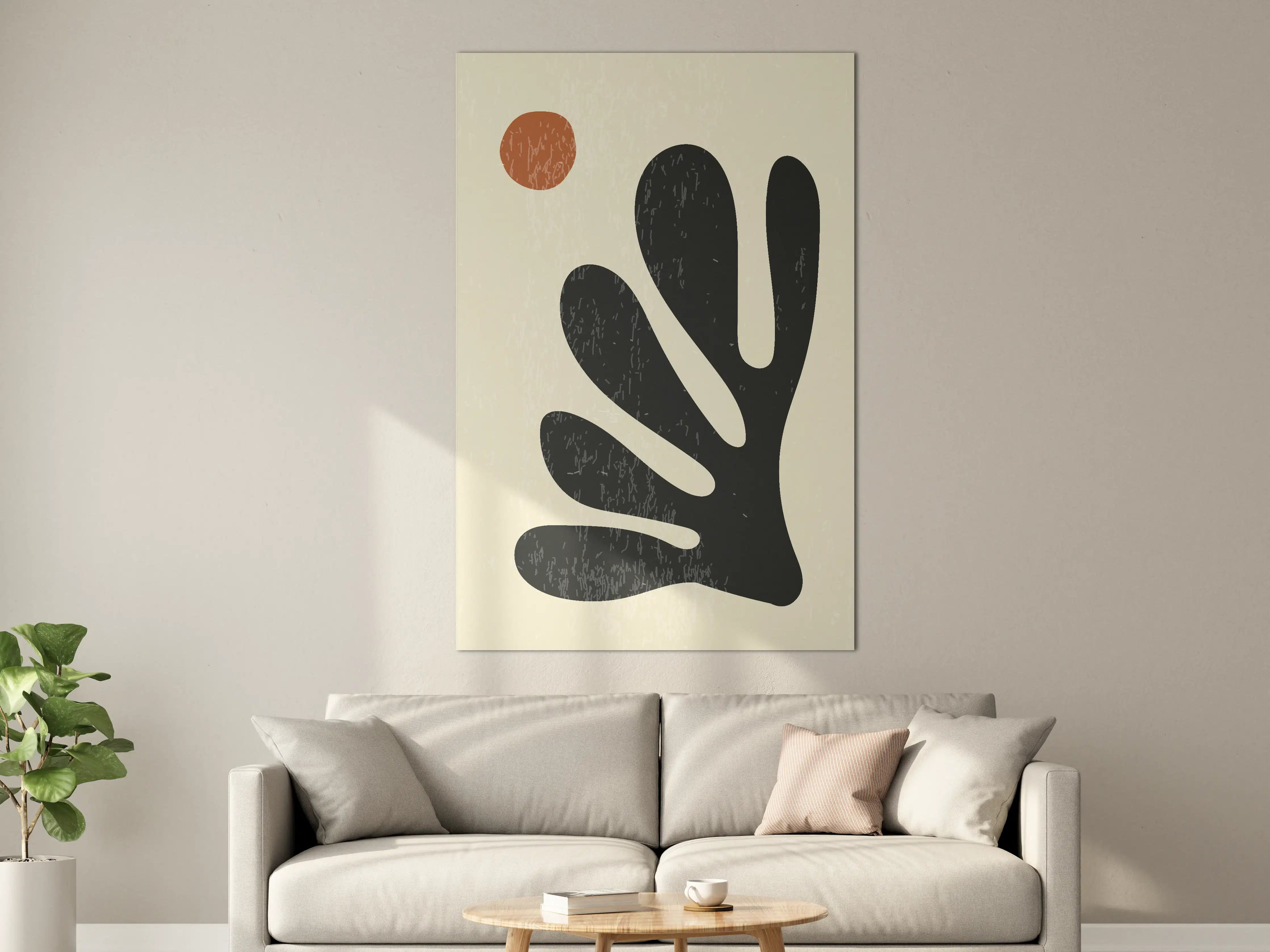 Große Wandbilder - Abstrakte Handsilhouette mit Sonnenmotiv
