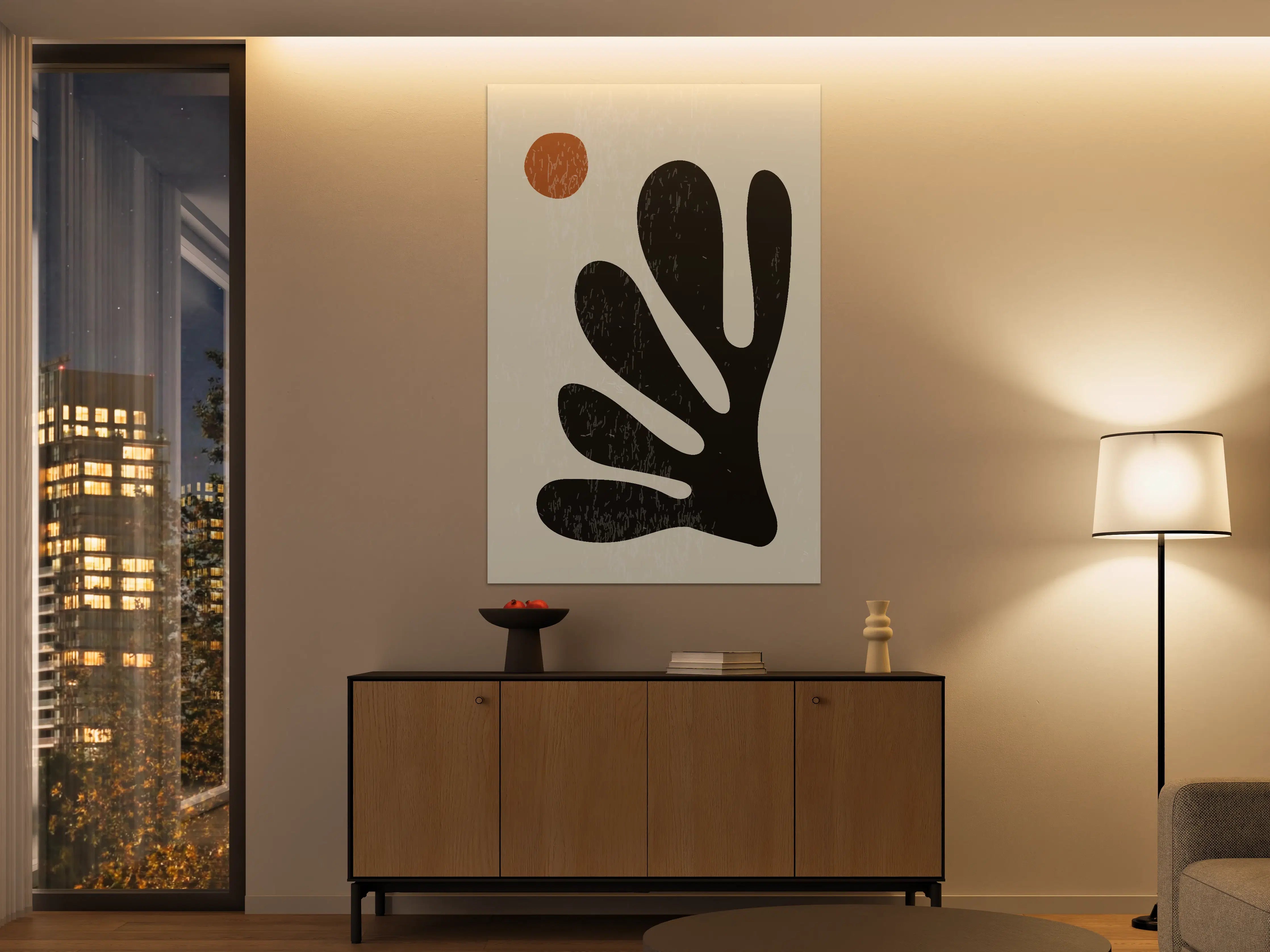 Große Wandbilder - Abstrakte Handsilhouette mit Sonnenmotiv