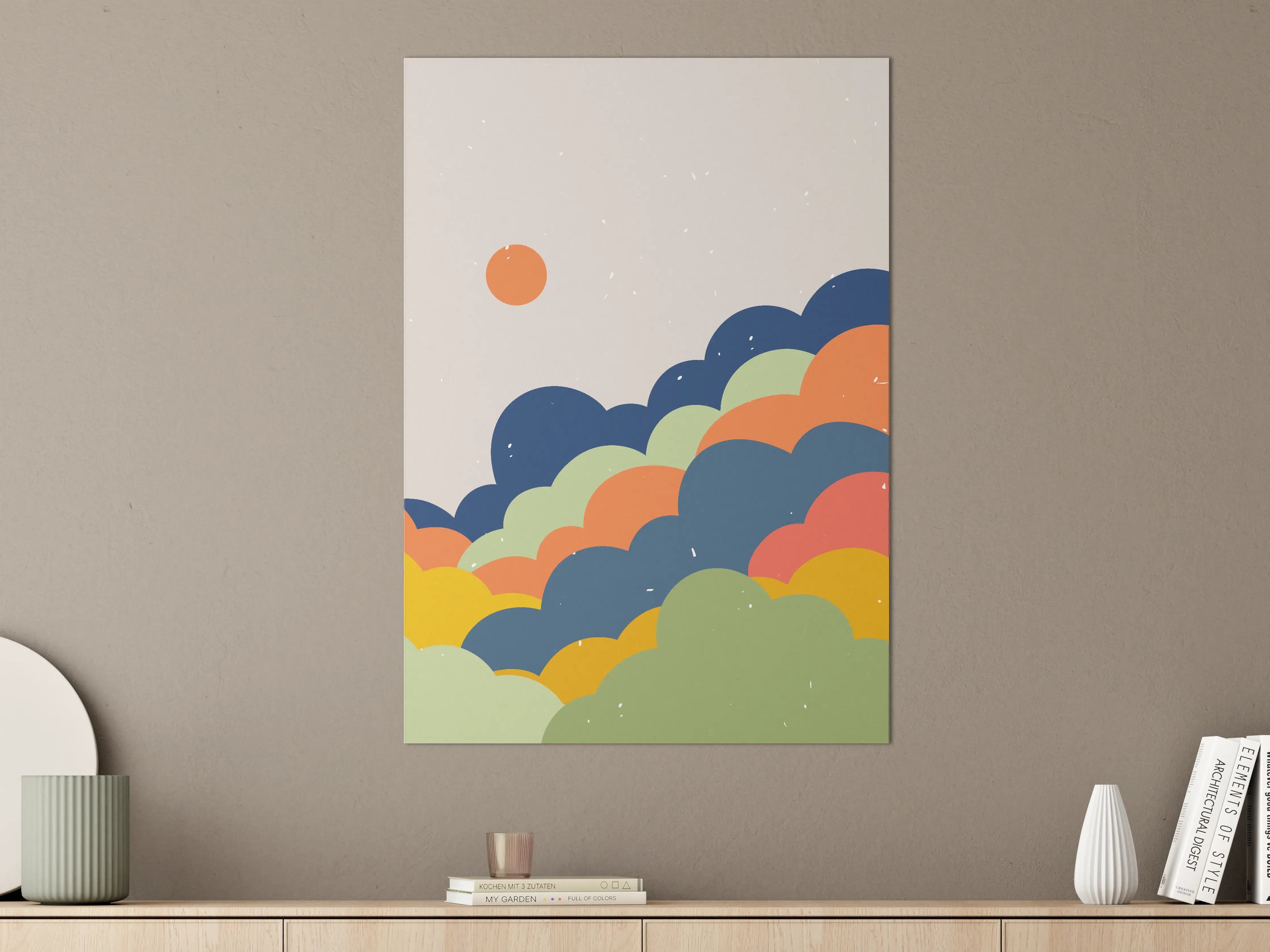 Große Wandbilder - Abstrakte Himmelsszene mit bunten Wolken