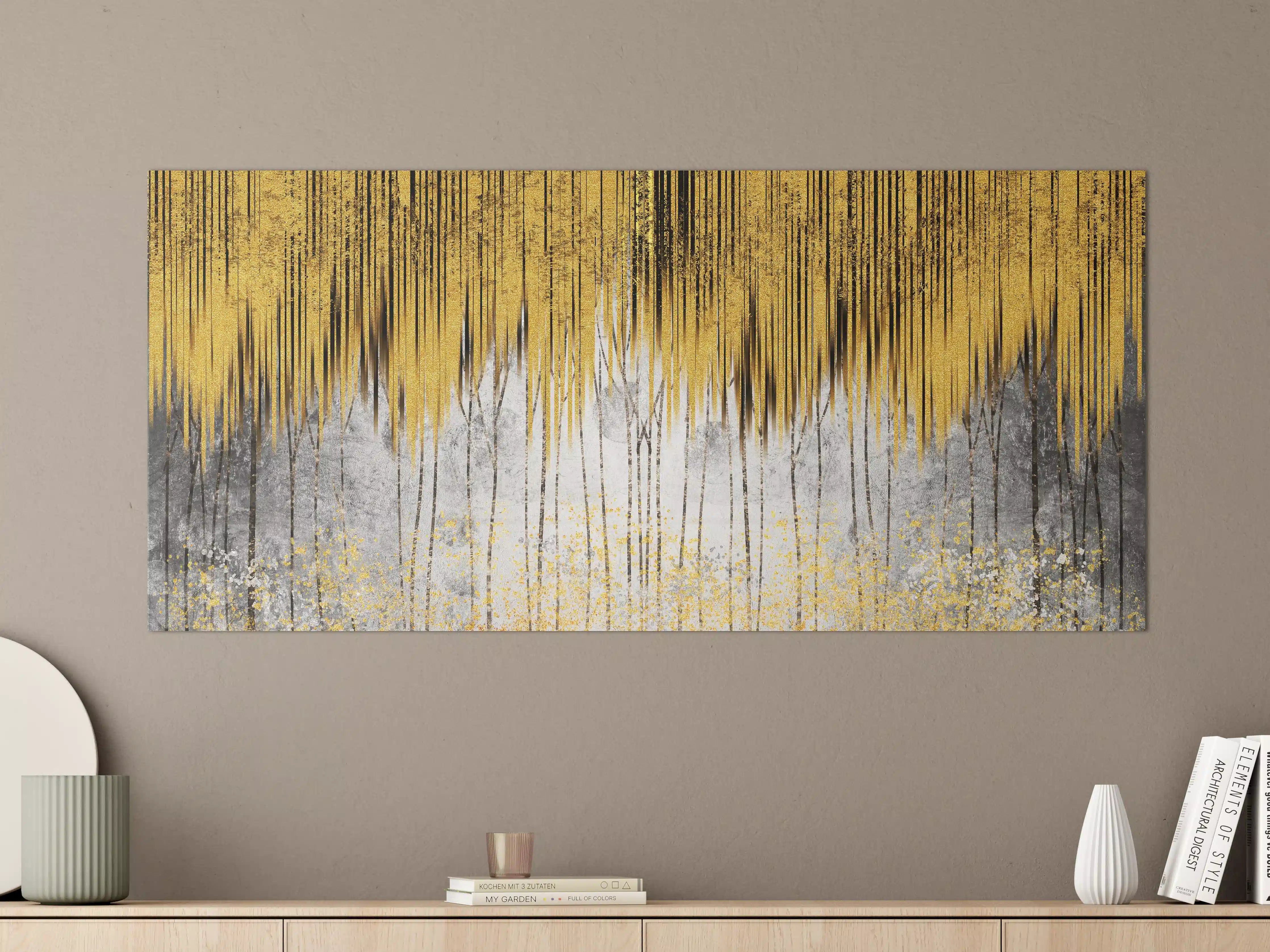 Große Wandbilder - Abstrakte Kunst Gold-Grau