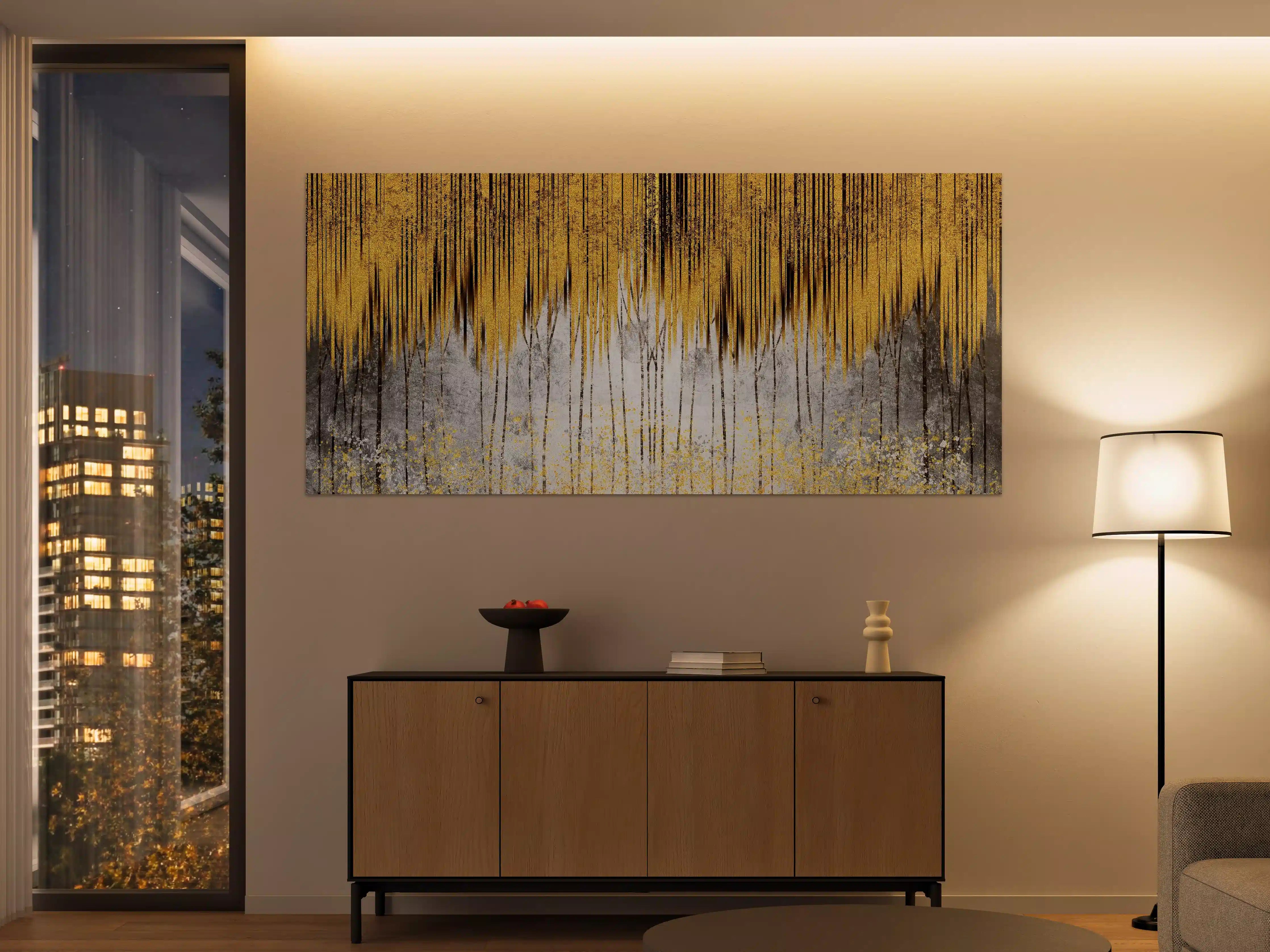 Große Wandbilder - Abstrakte Kunst Gold-Grau