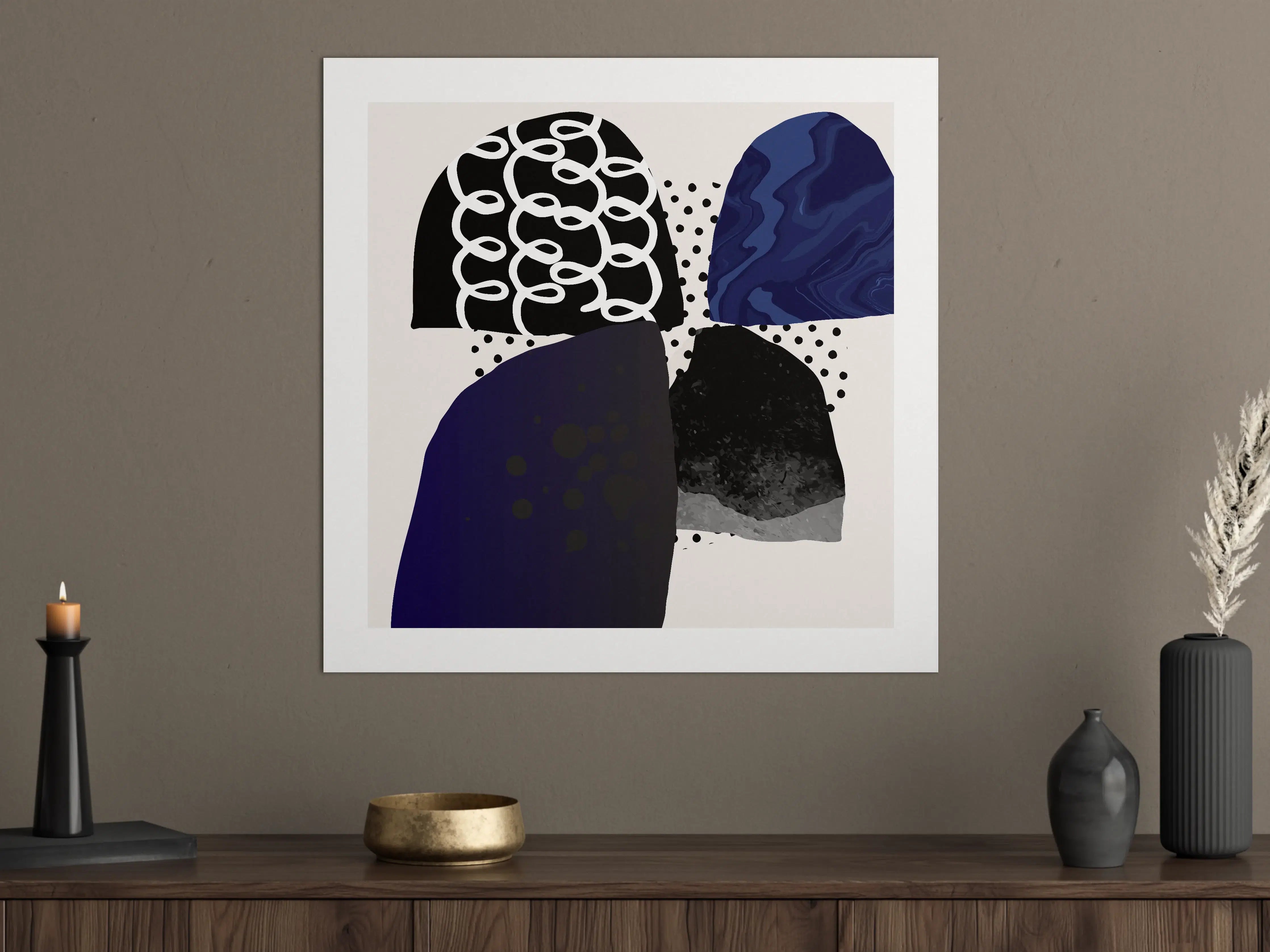 Große Wandbilder - Abstrakte Kunst in Blau und Schwarz