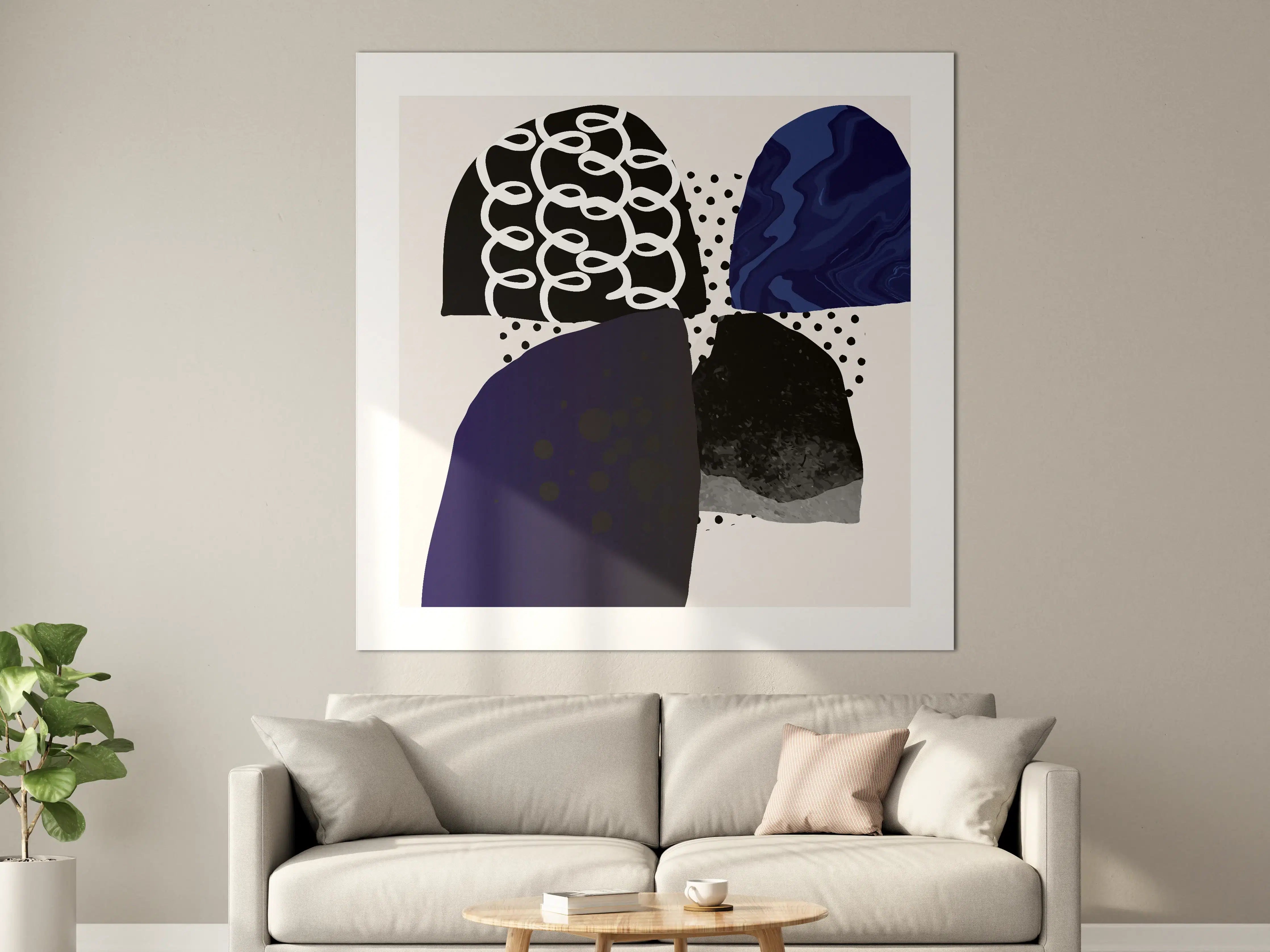 Große Wandbilder - Abstrakte Kunst in Blau und Schwarz