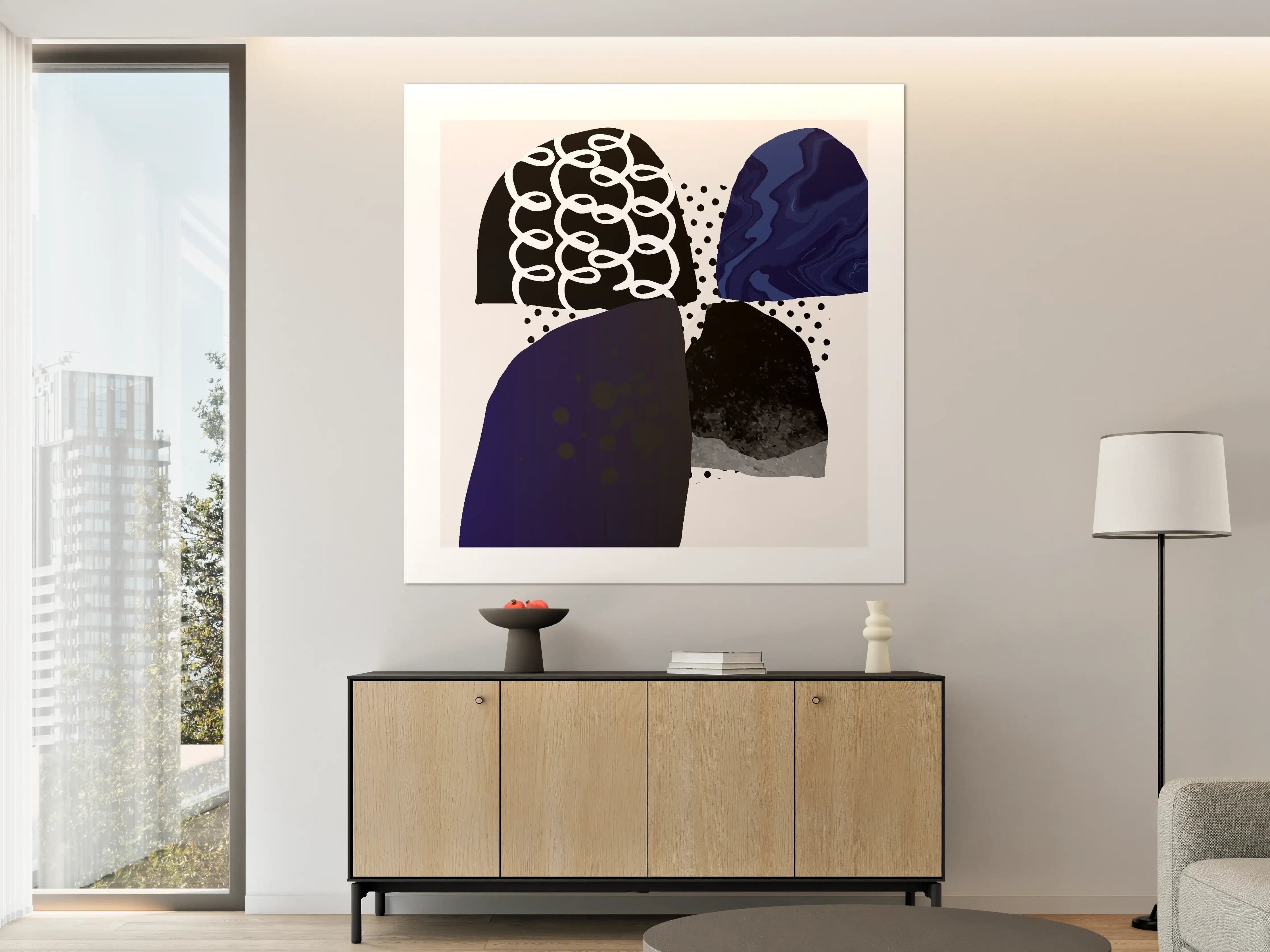 Große Wandbilder - Abstrakte Kunst in Blau und Schwarz