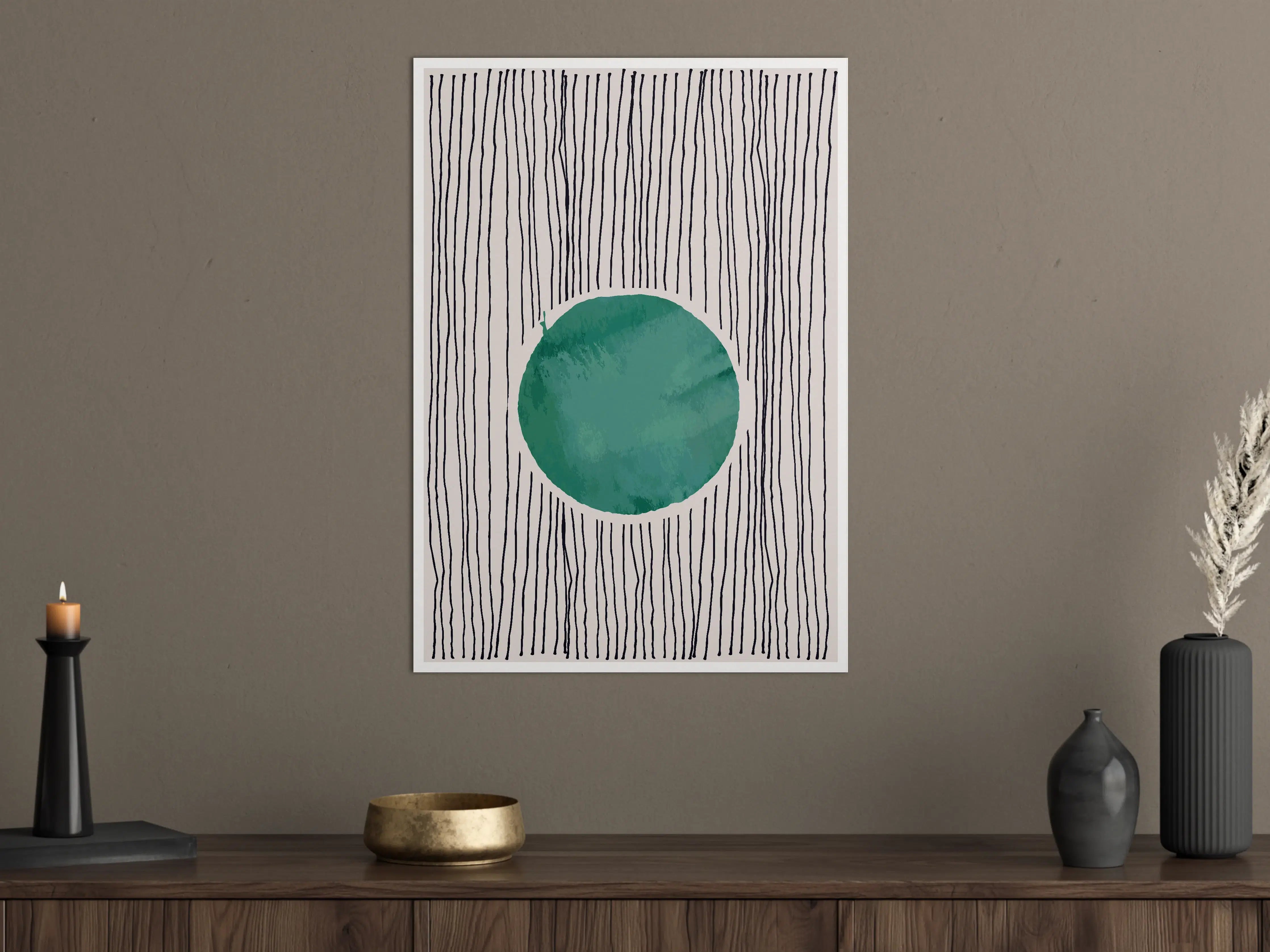 Große Wandbilder - Abstrakte Kunst mit grünem Kreis