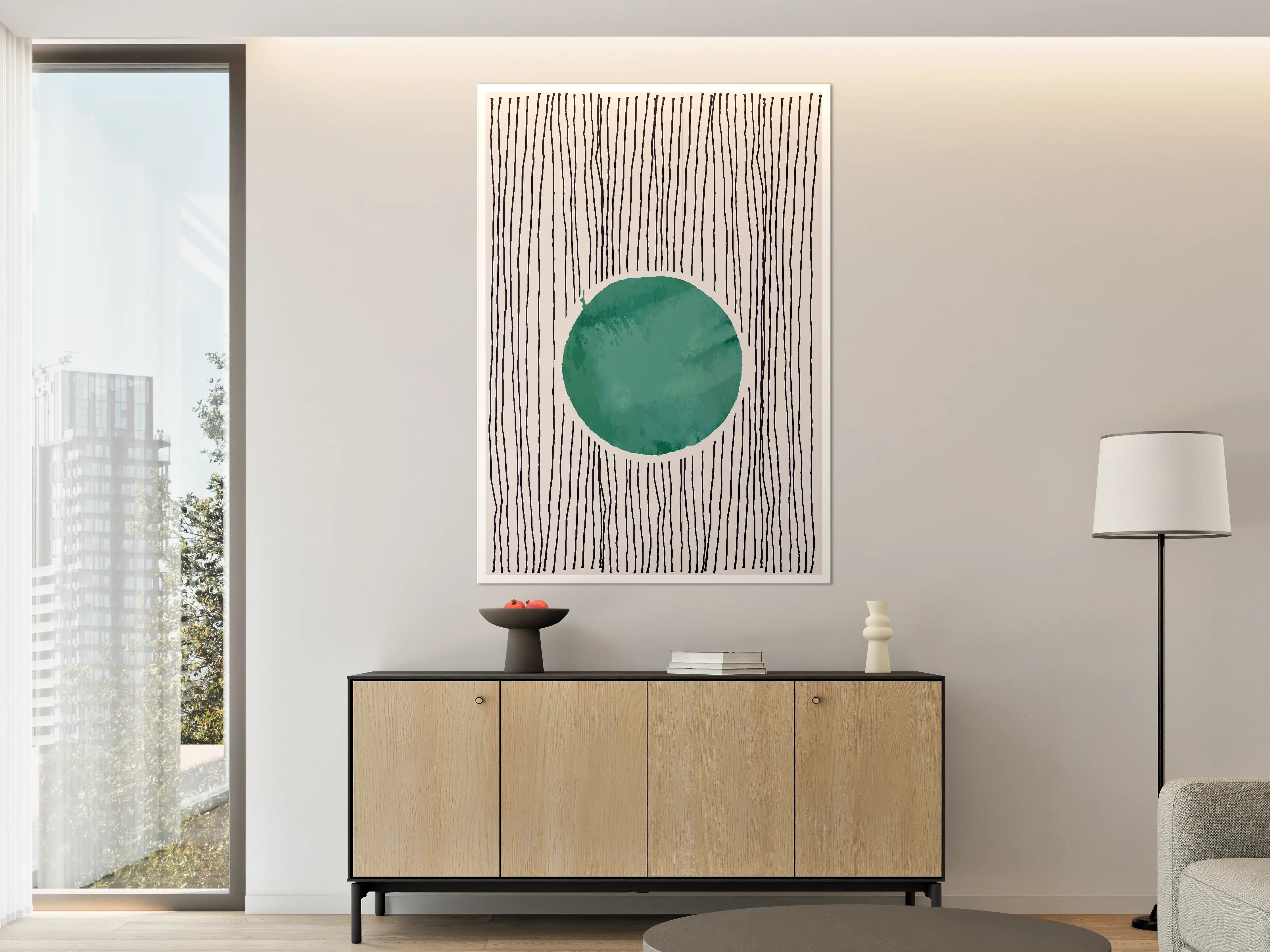 Große Wandbilder - Abstrakte Kunst mit grünem Kreis