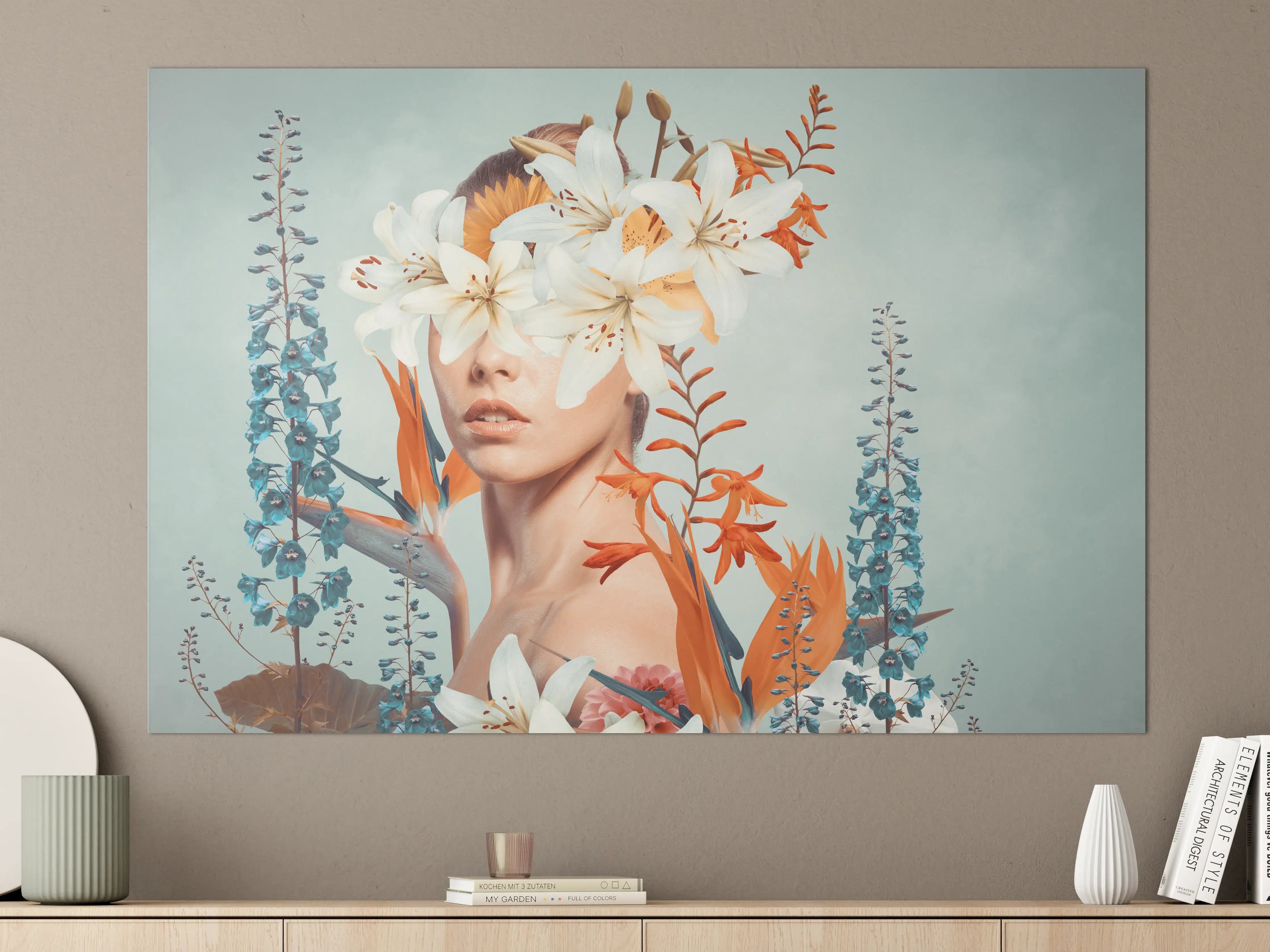 Große Wandbilder - Abstrakte Kunstcollage einer jungen Frau