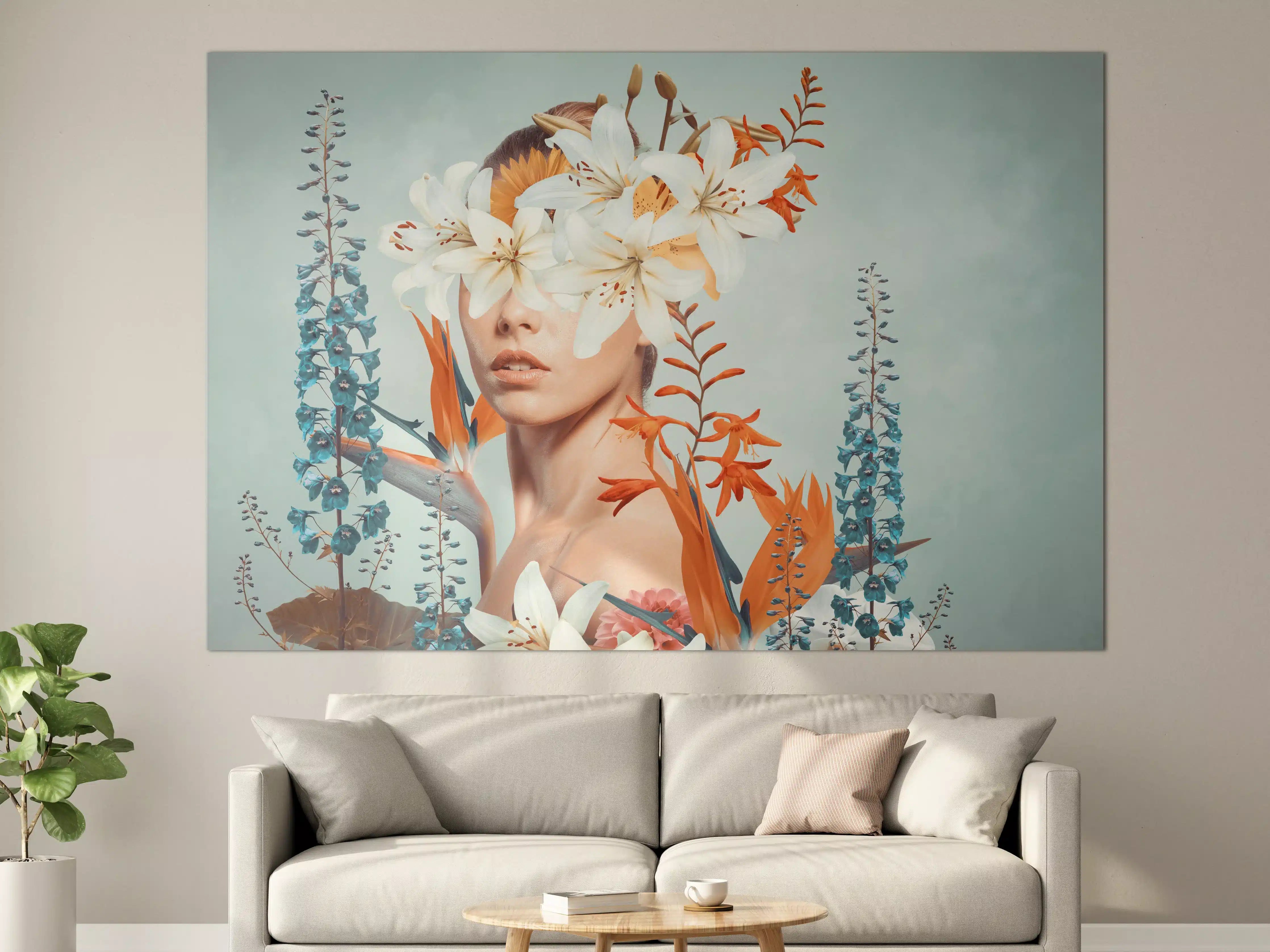 Große Wandbilder - Abstrakte Kunstcollage einer jungen Frau