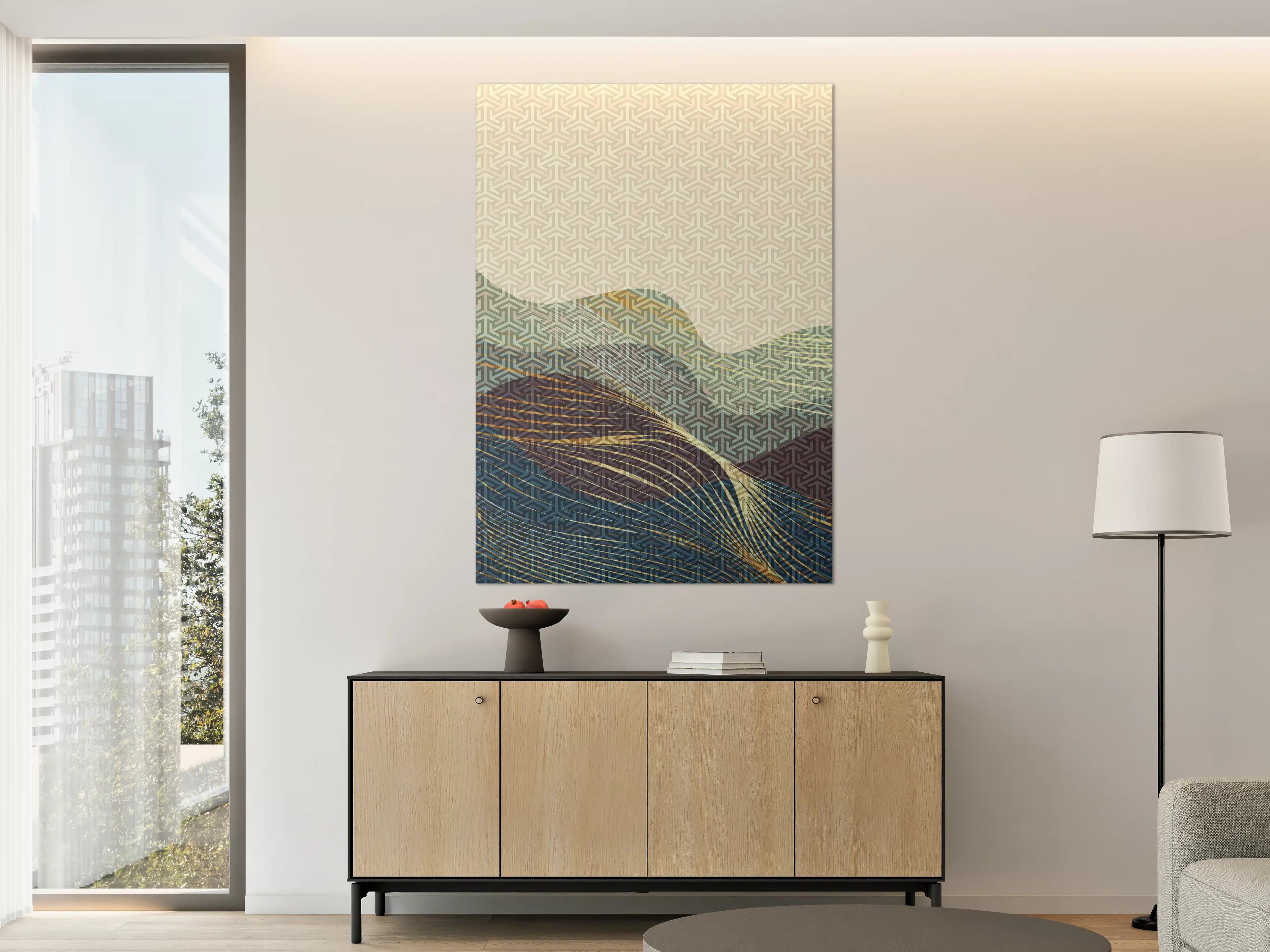 Große Wandbilder - Abstrakte Landschaft mit geometrischen Mustern