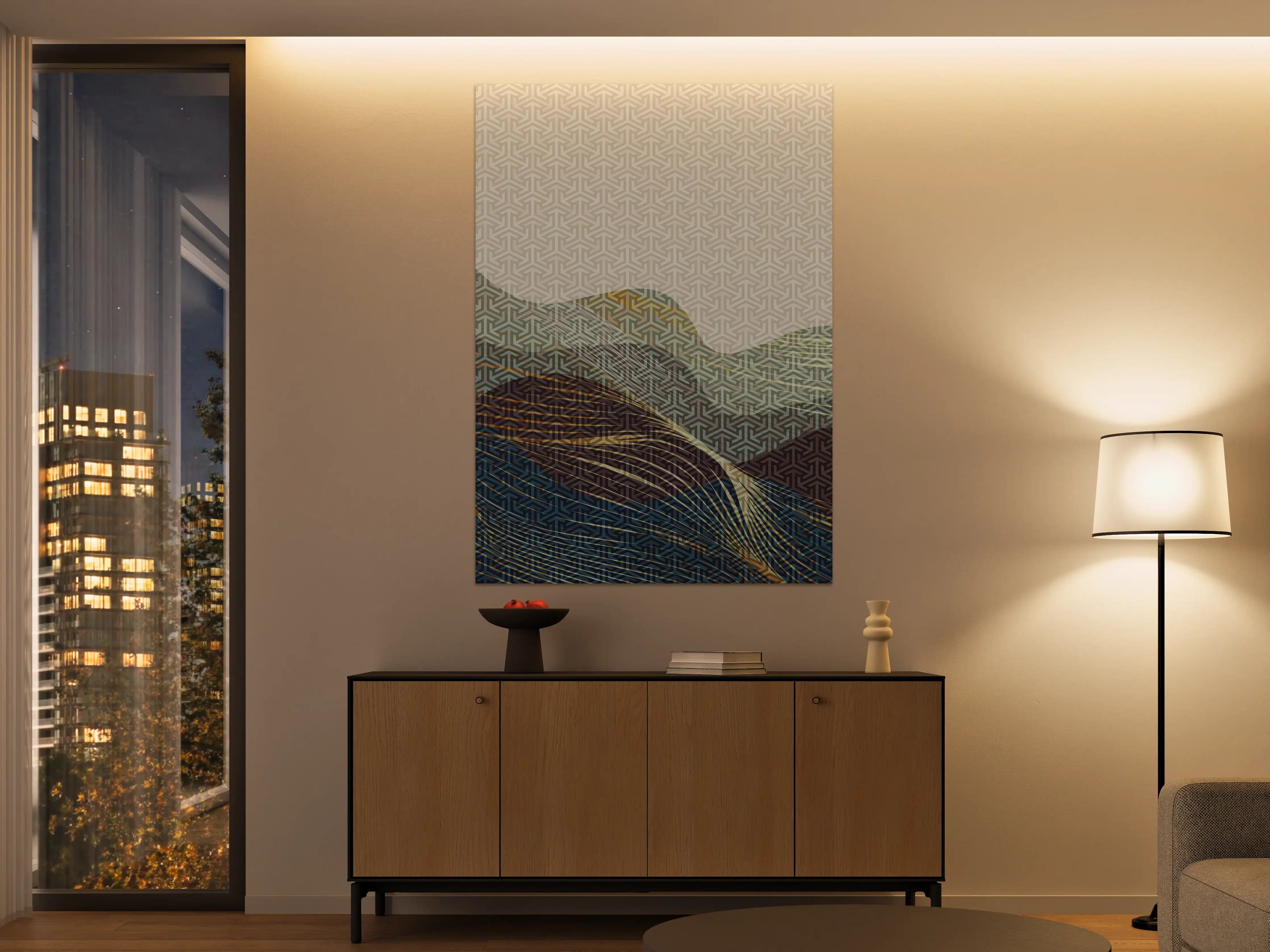 Große Wandbilder - Abstrakte Landschaft mit geometrischen Mustern