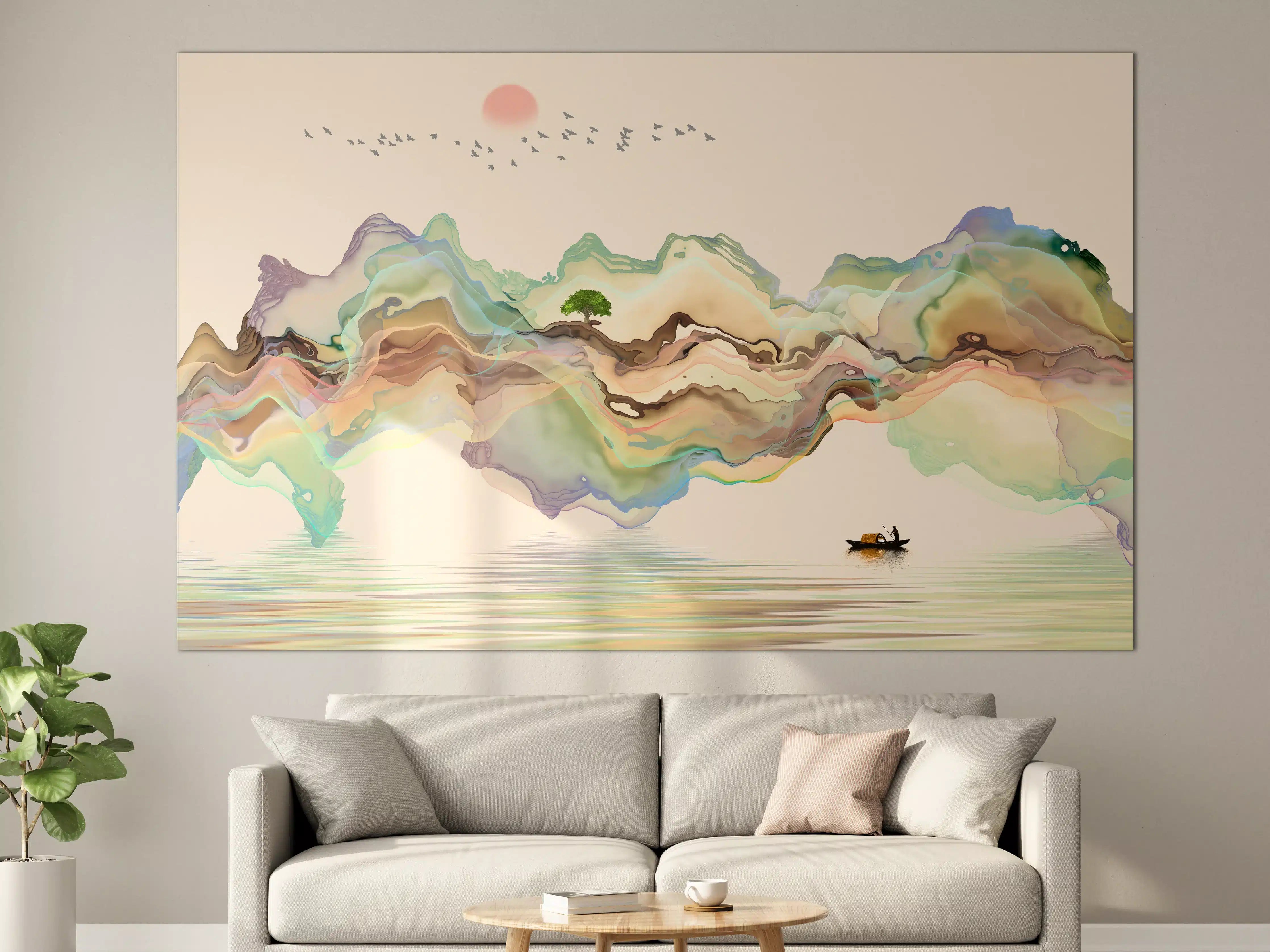 Große Wandbilder - Abstrakte Landschafts Illustration