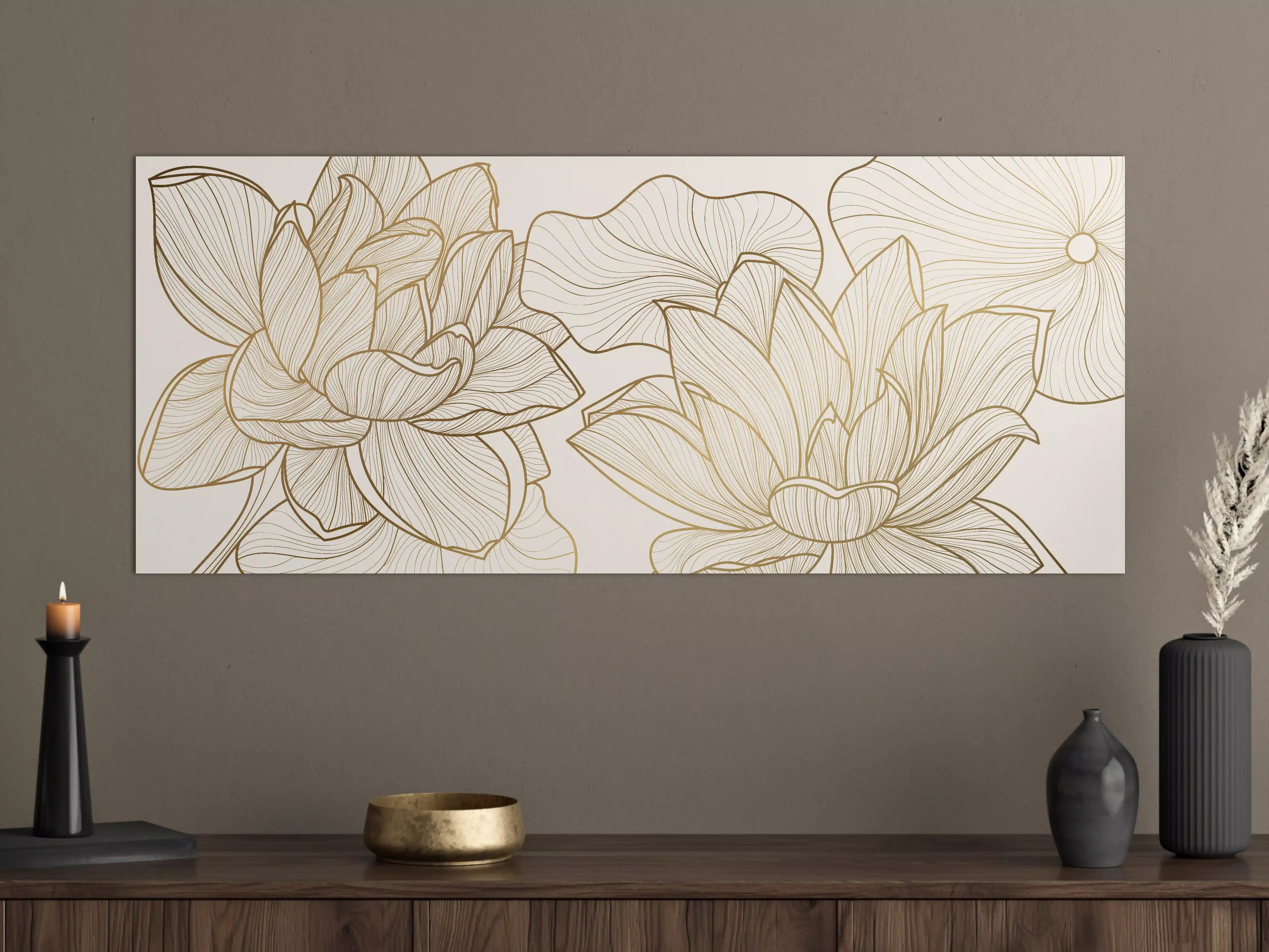 Große Wandbilder - Abstrakte Linien Blumenillustration