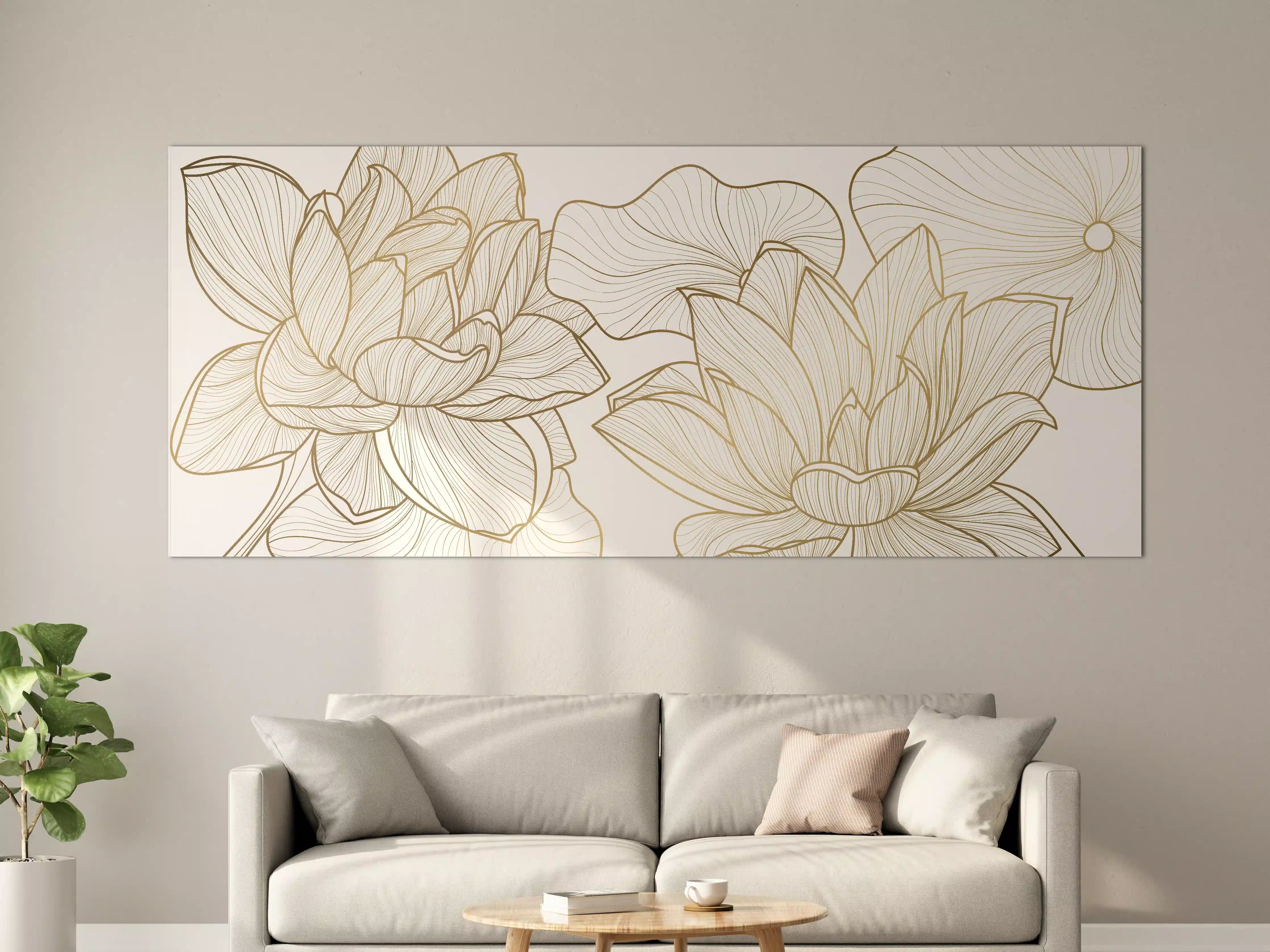 Große Wandbilder - Abstrakte Linien Blumenillustration