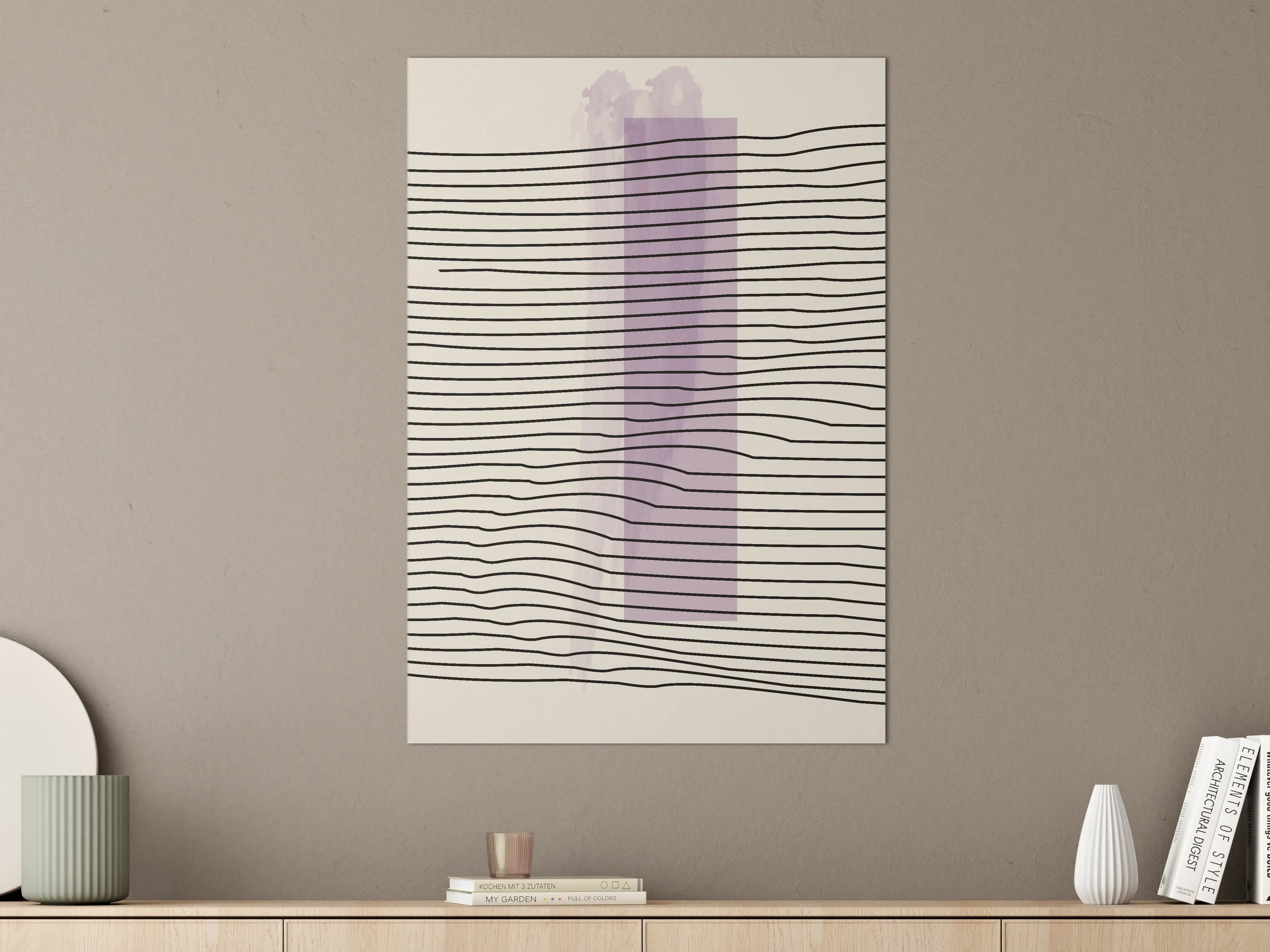Große Wandbilder - Abstrakte Linienkunst auf neutralem Hintergrund