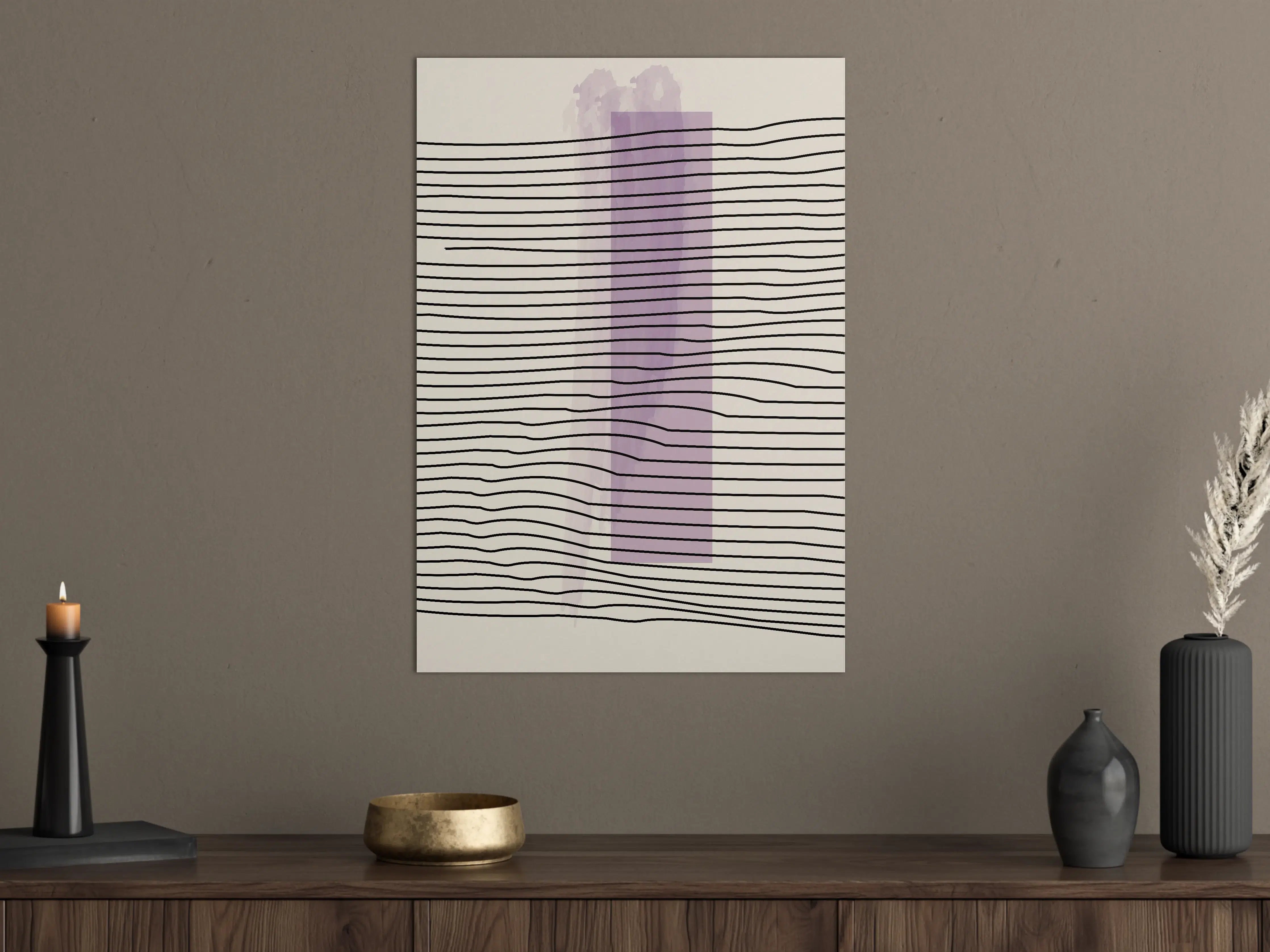 Große Wandbilder - Abstrakte Linienkunst auf neutralem Hintergrund