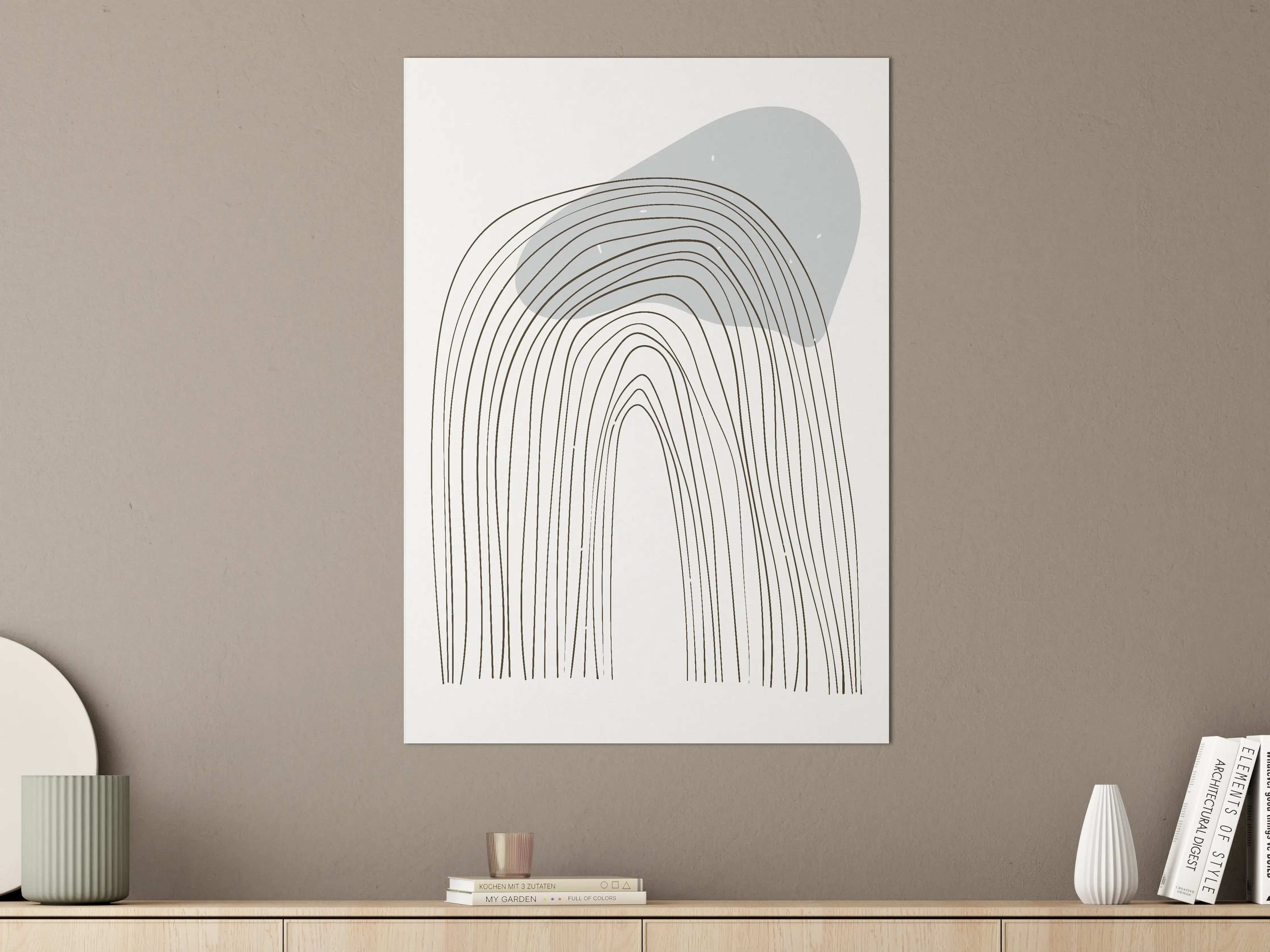 Große Wandbilder - Abstrakte Linienkunst in Grau und Schwarz