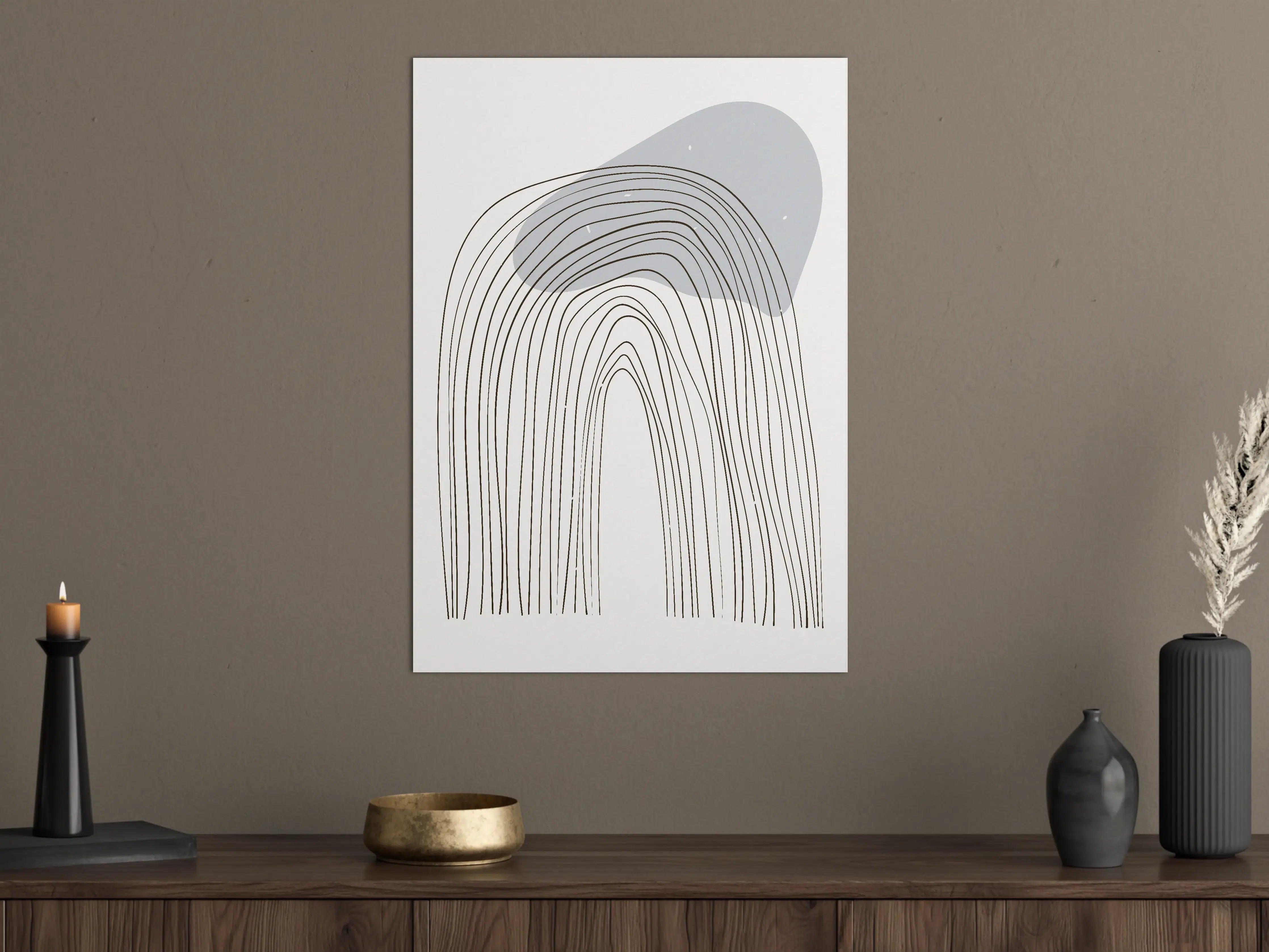 Große Wandbilder - Abstrakte Linienkunst in Grau und Schwarz