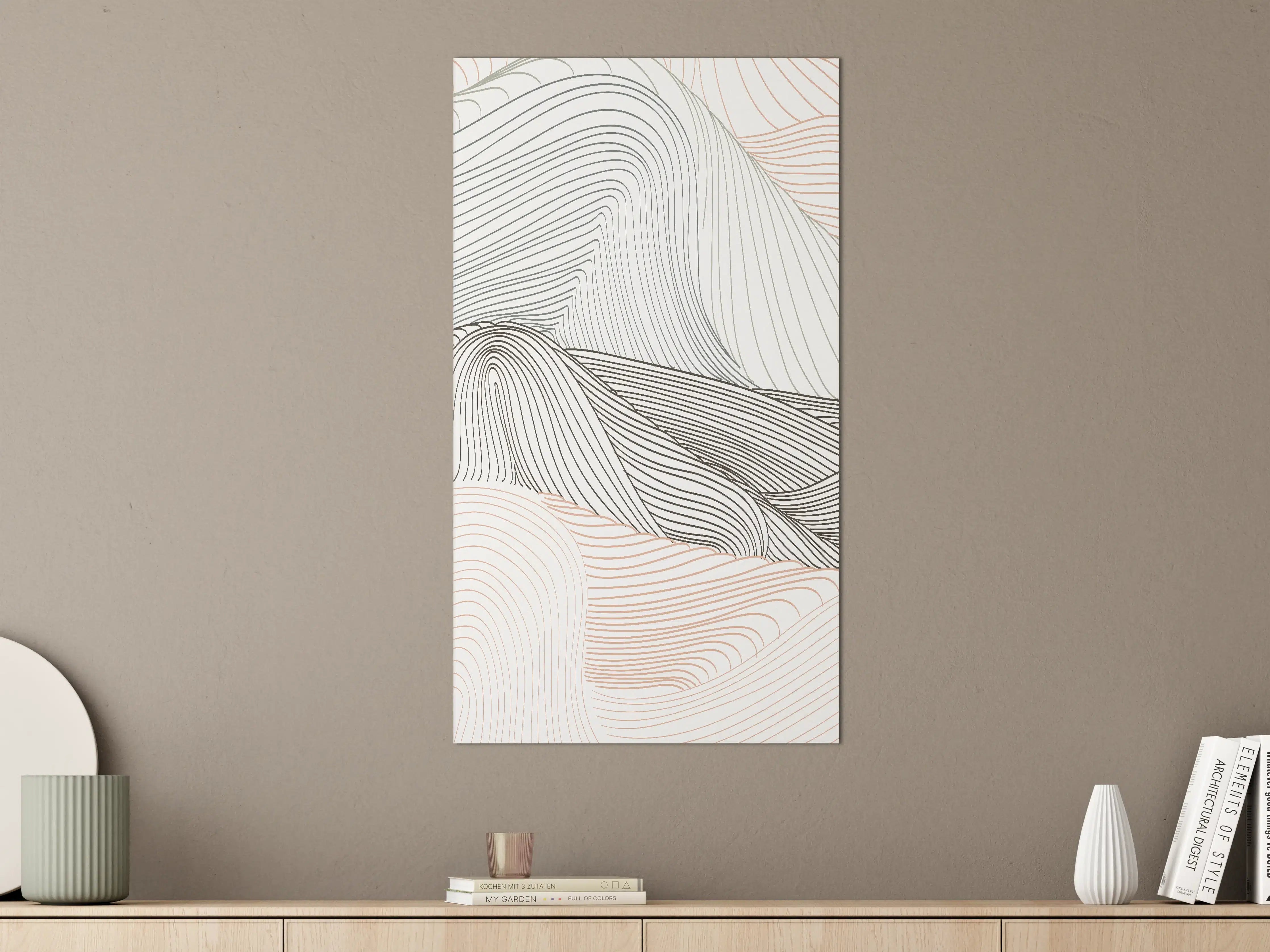 Große Wandbilder - Abstrakte Linienlandschaft in Schwarz-Weiß