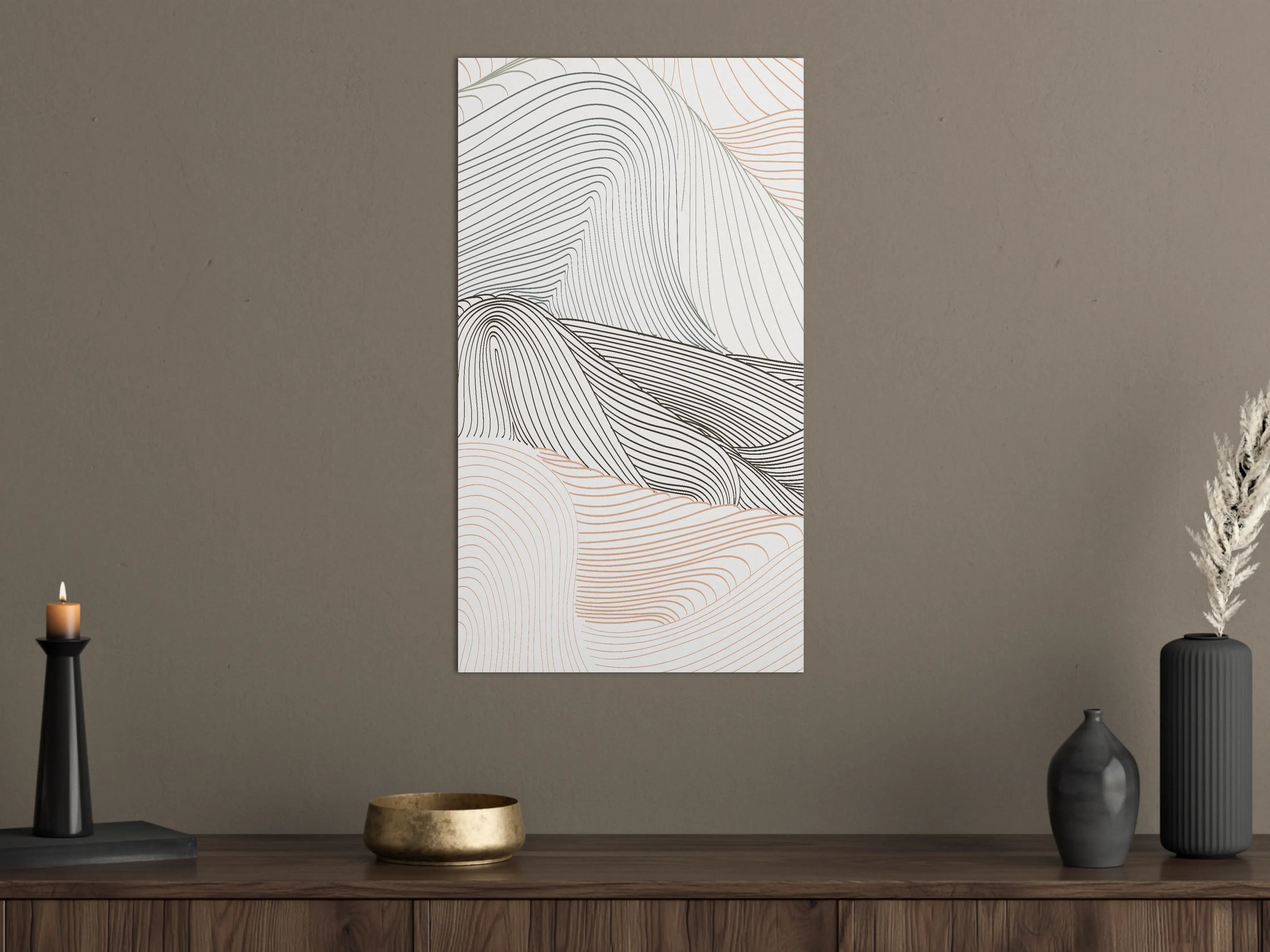 Große Wandbilder - Abstrakte Linienlandschaft in Schwarz-Weiß
