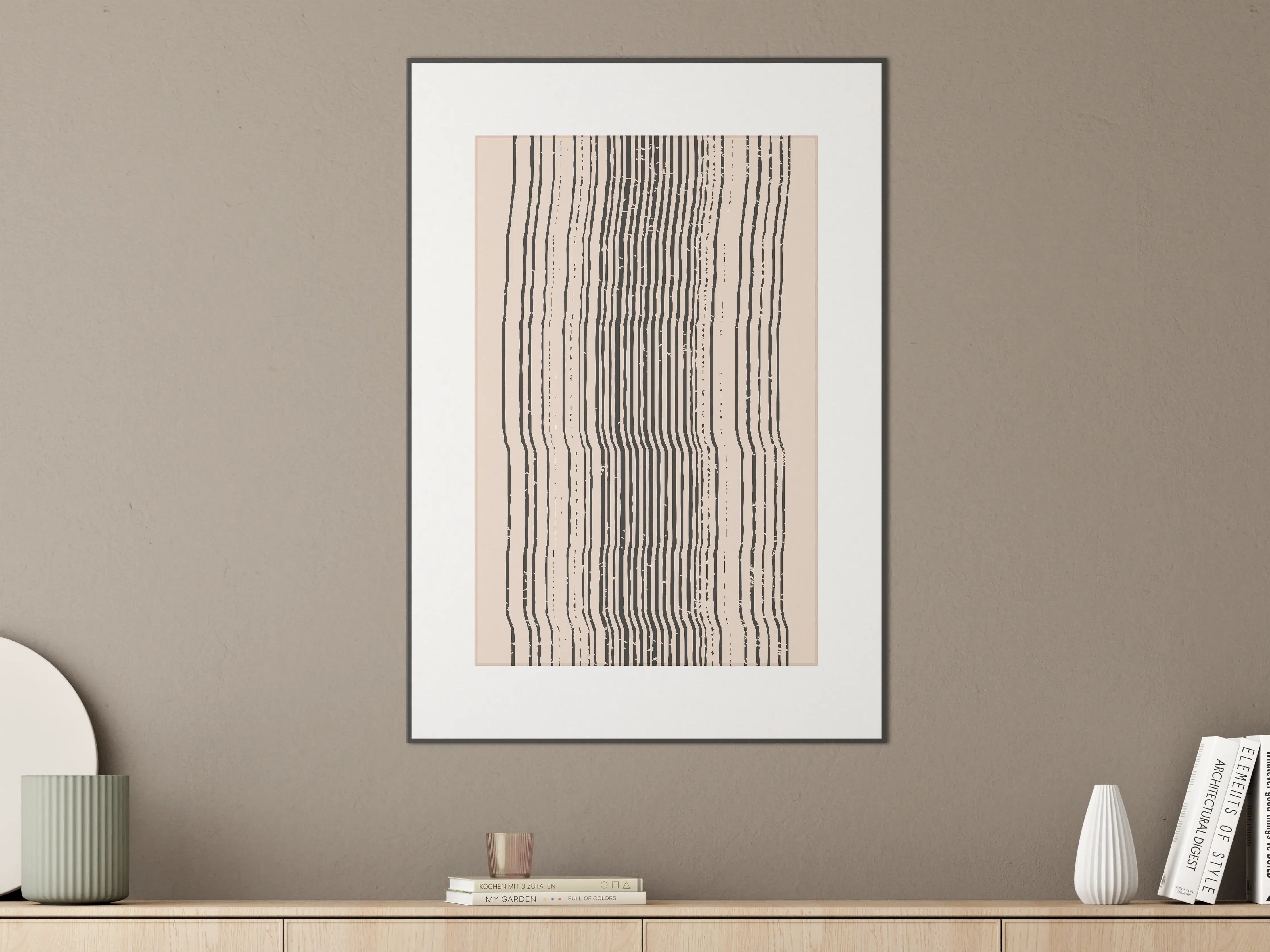Große Wandbilder - Abstrakte Linienmuster in Schwarz und Beige