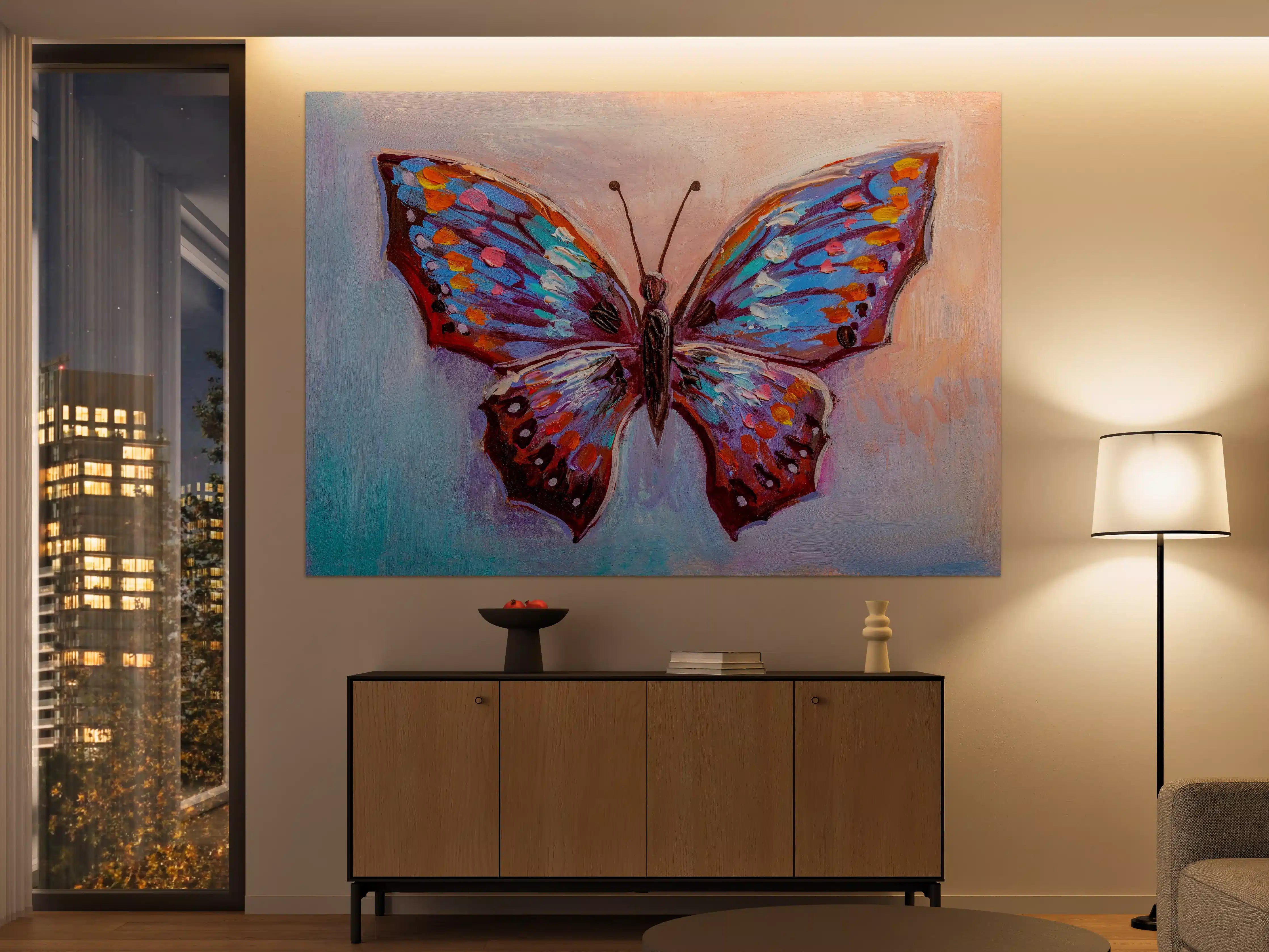 Große Wandbilder - Abstrakte Malerei bunter Schmetterling