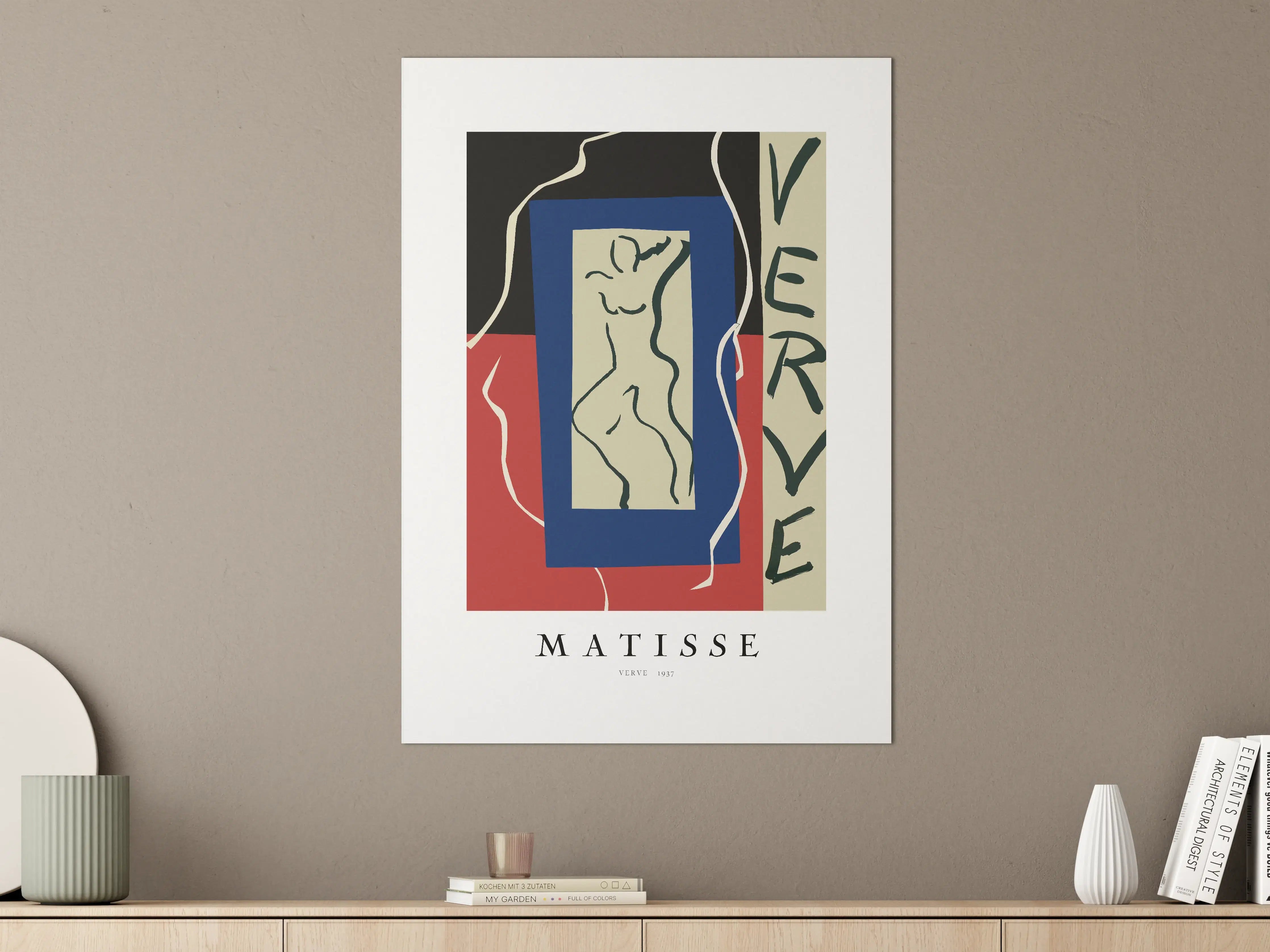 Große Wandbilder - Abstrakte Matisse-Collage in Schwarz, Rot und Blau