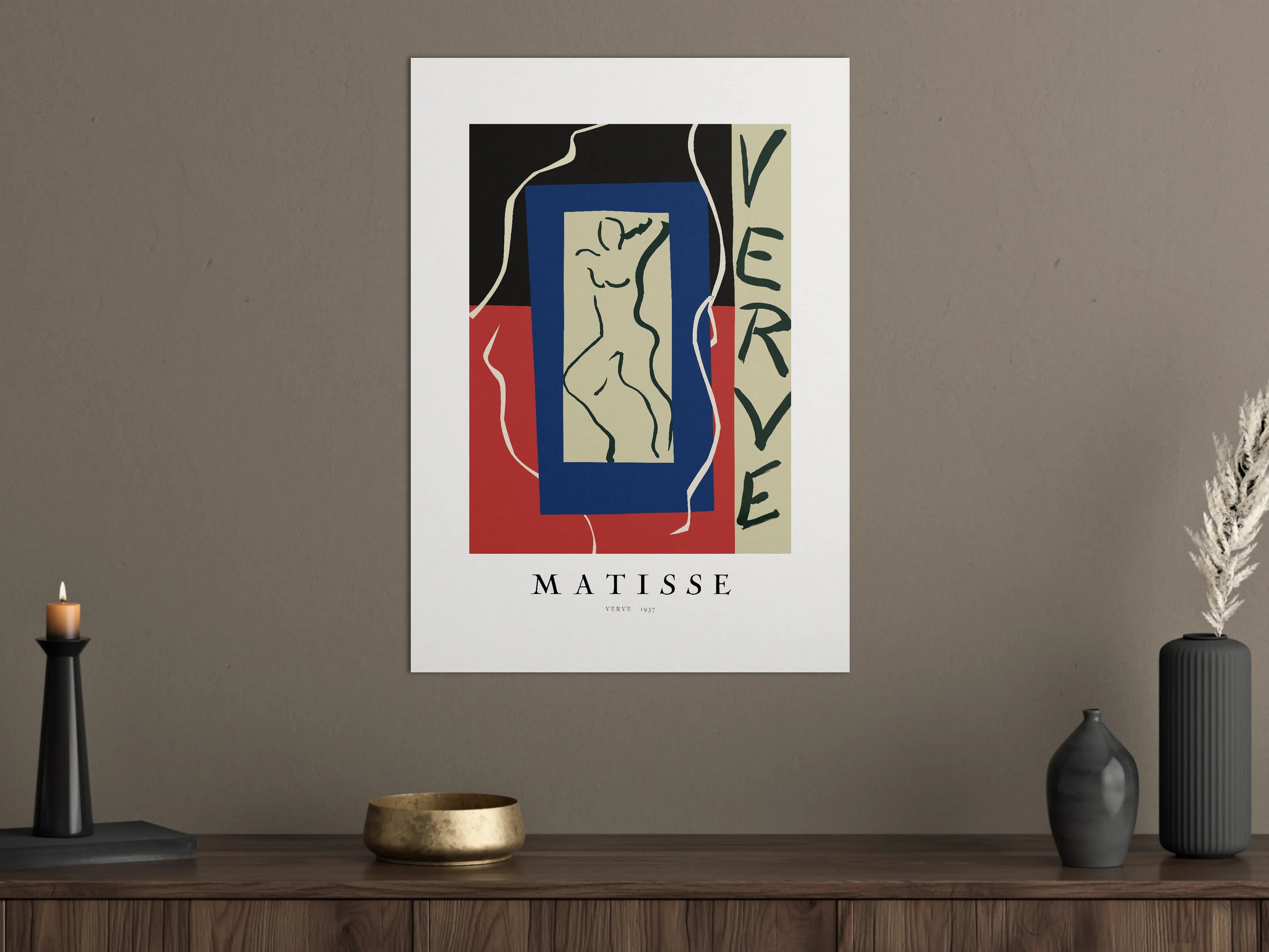 Große Wandbilder - Abstrakte Matisse-Collage in Schwarz, Rot und Blau
