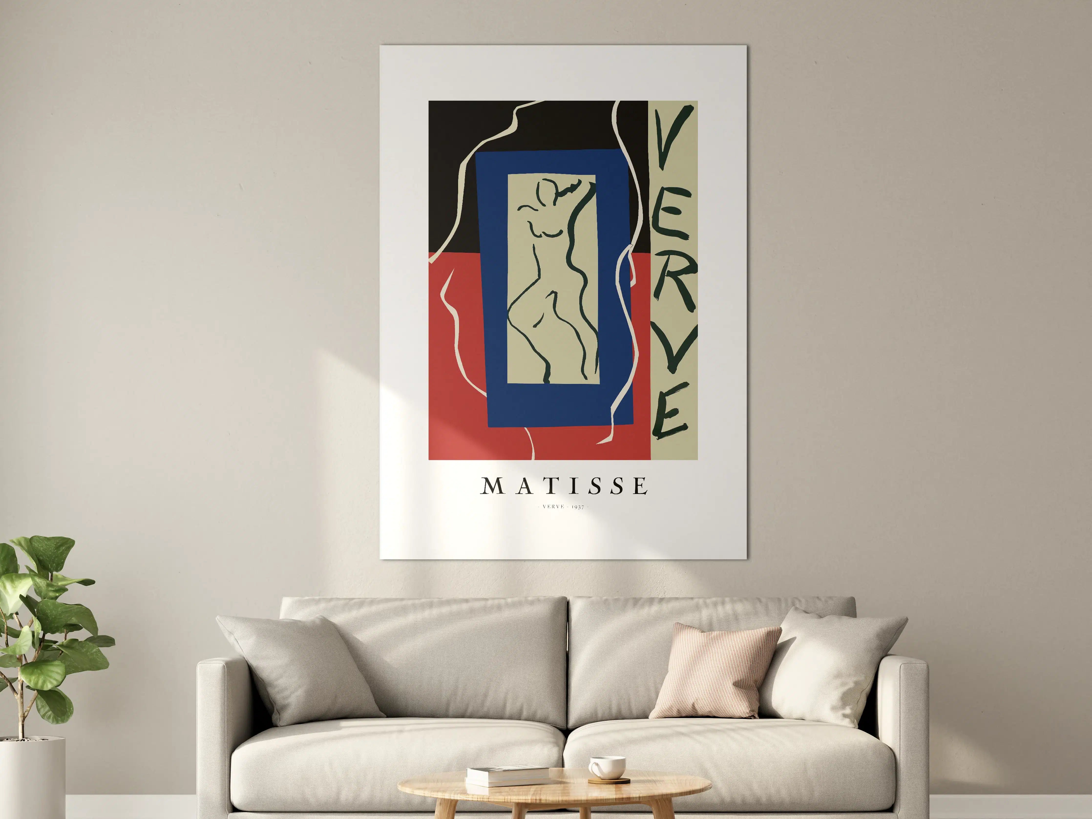 Große Wandbilder - Abstrakte Matisse-Collage in Schwarz, Rot und Blau