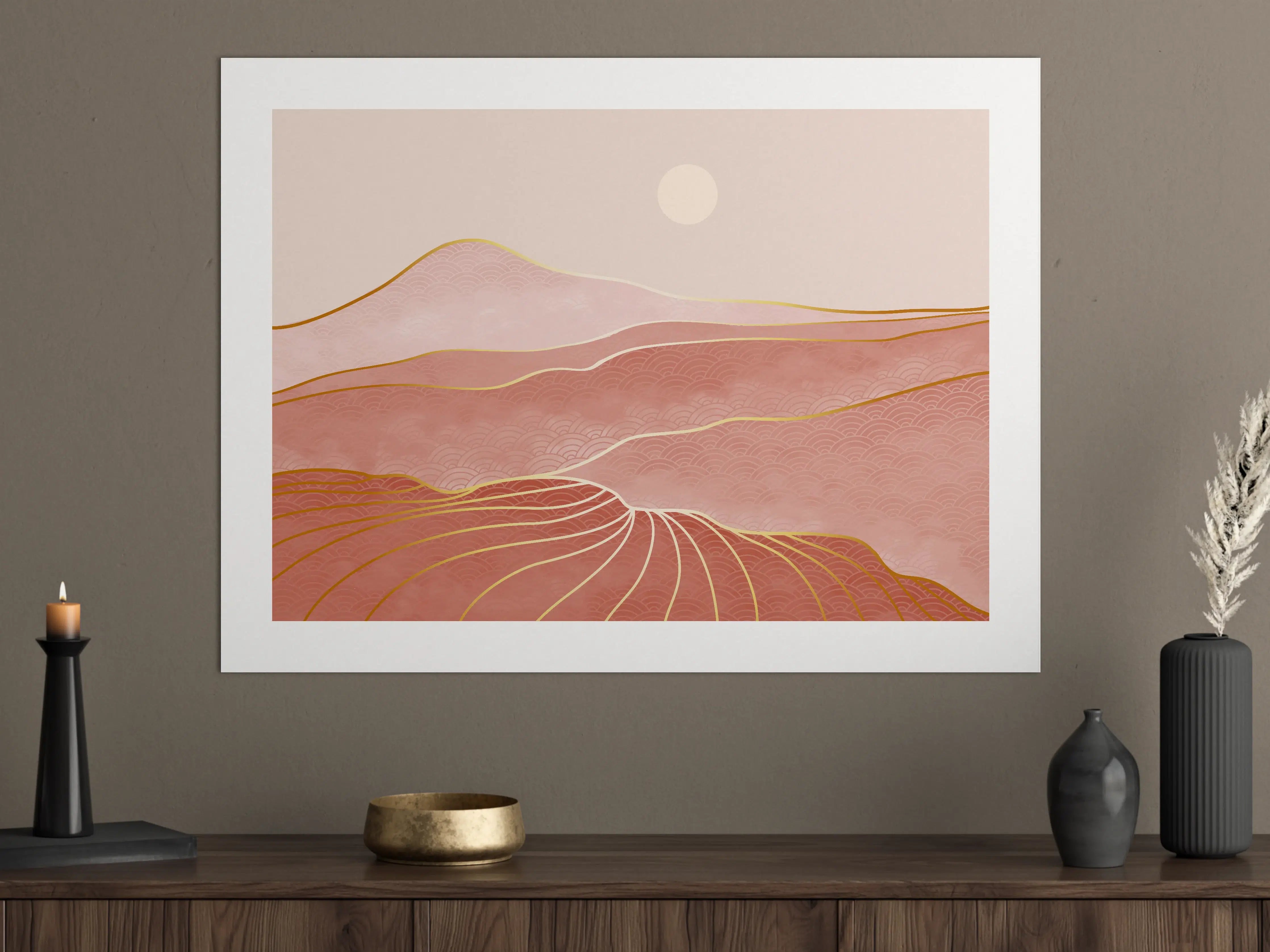 Große Wandbilder - Abstrakte Sanddünen Linienkunst