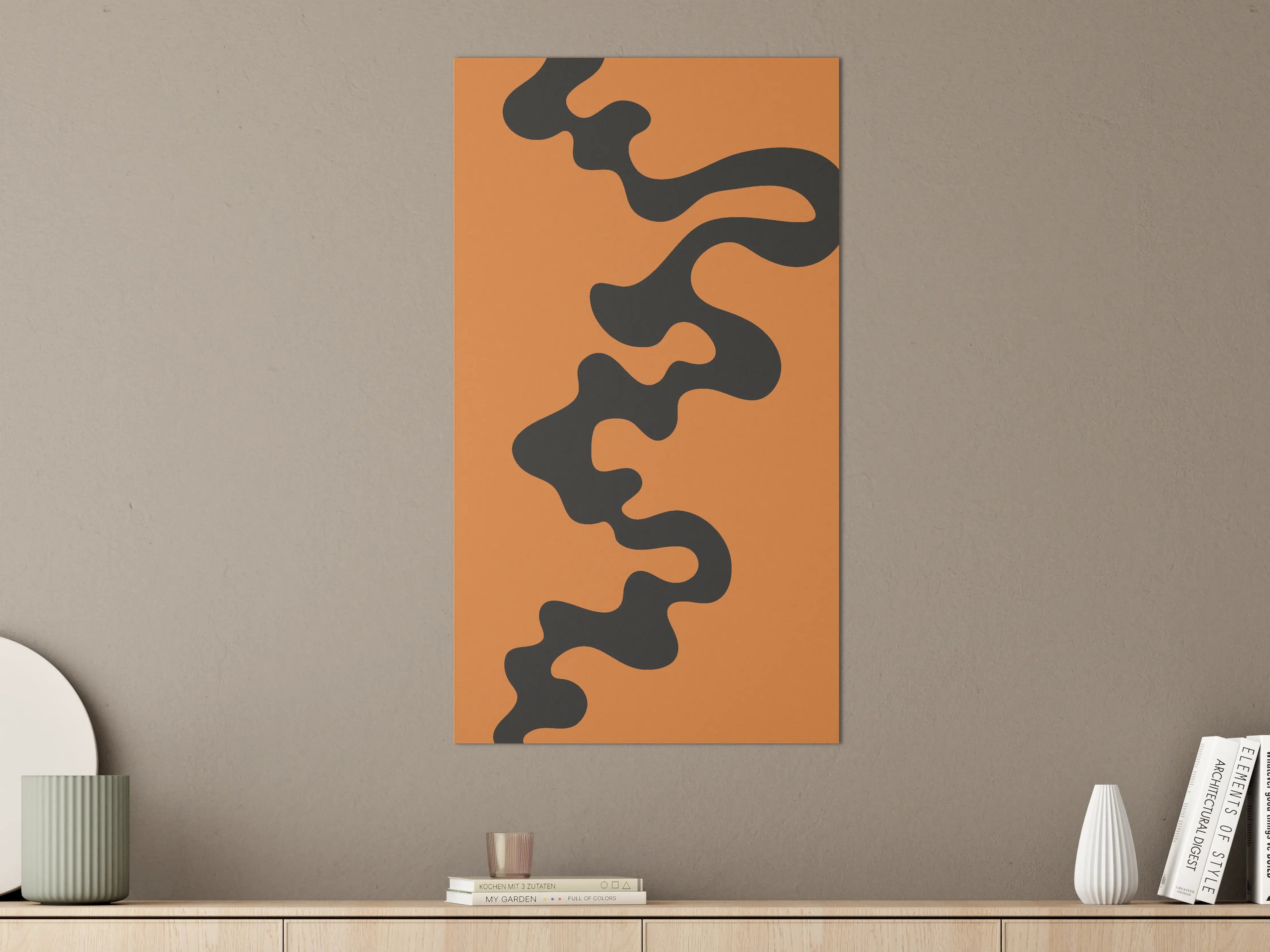 Große Wandbilder - Abstrakte Schwarz-Orange-Formen
