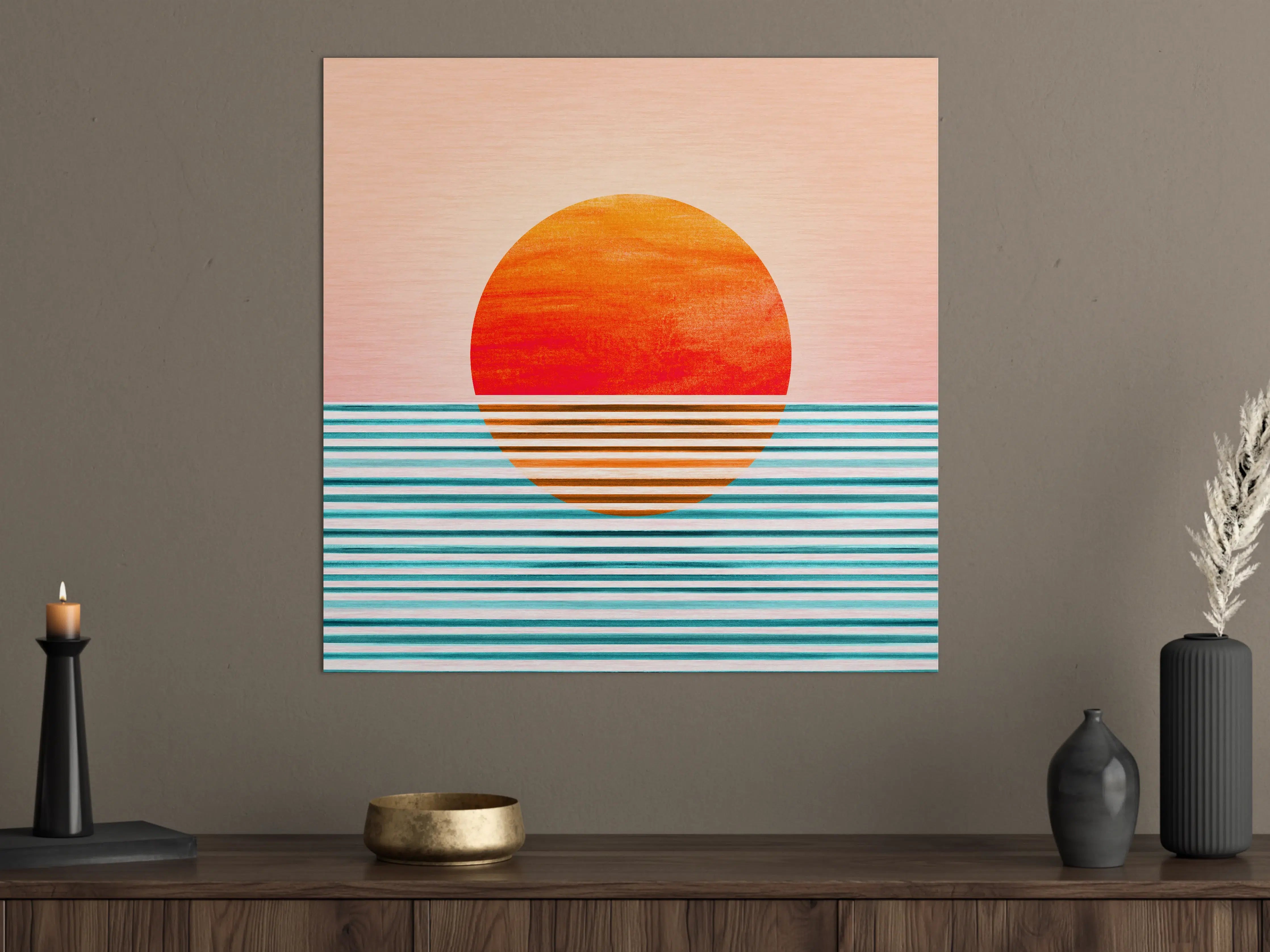 Große Wandbilder - Abstrakte Sonnenuntergangsszene mit Linien