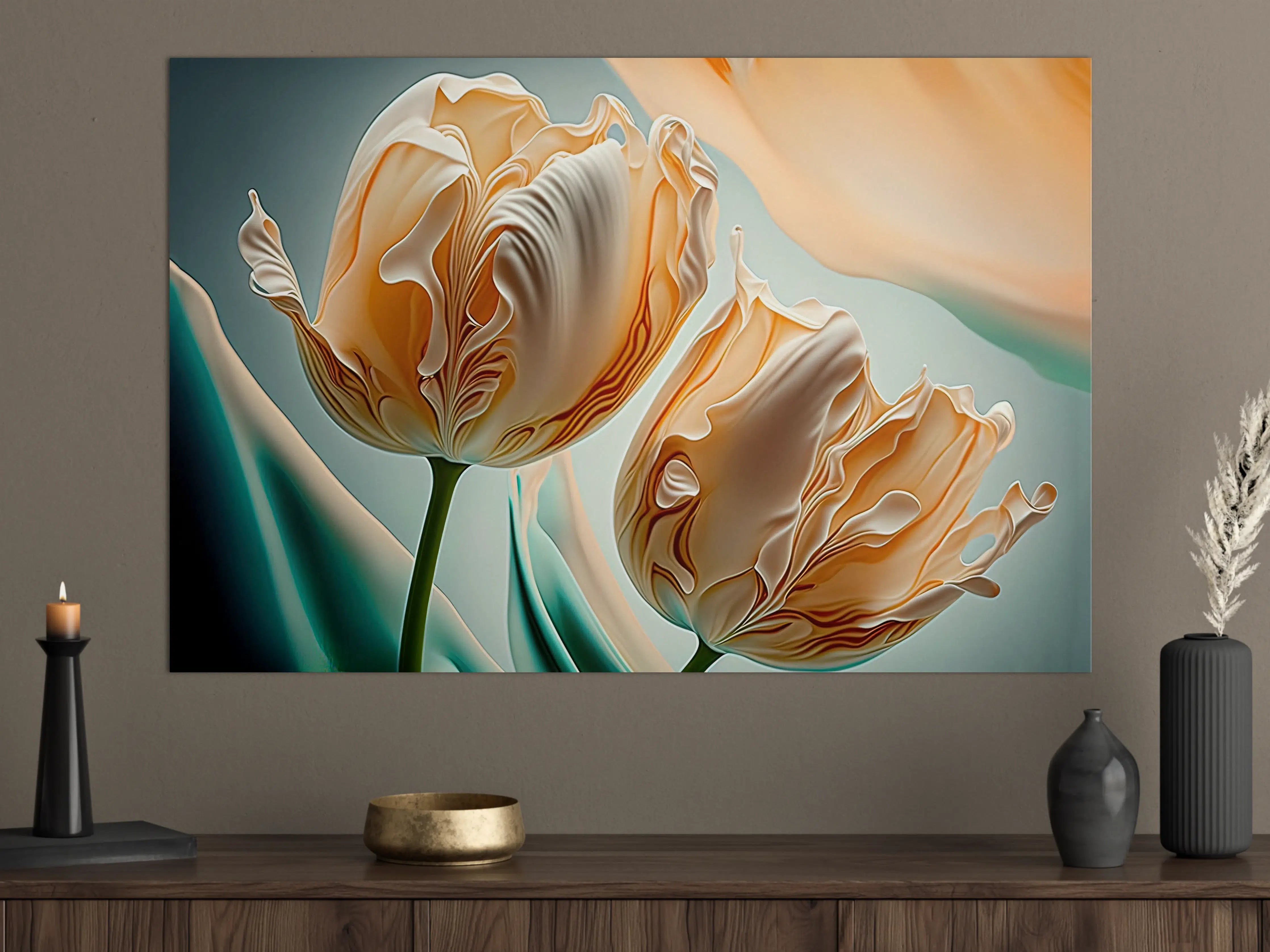 Große Wandbilder - Abstrakte Tulpen Kunstwerk