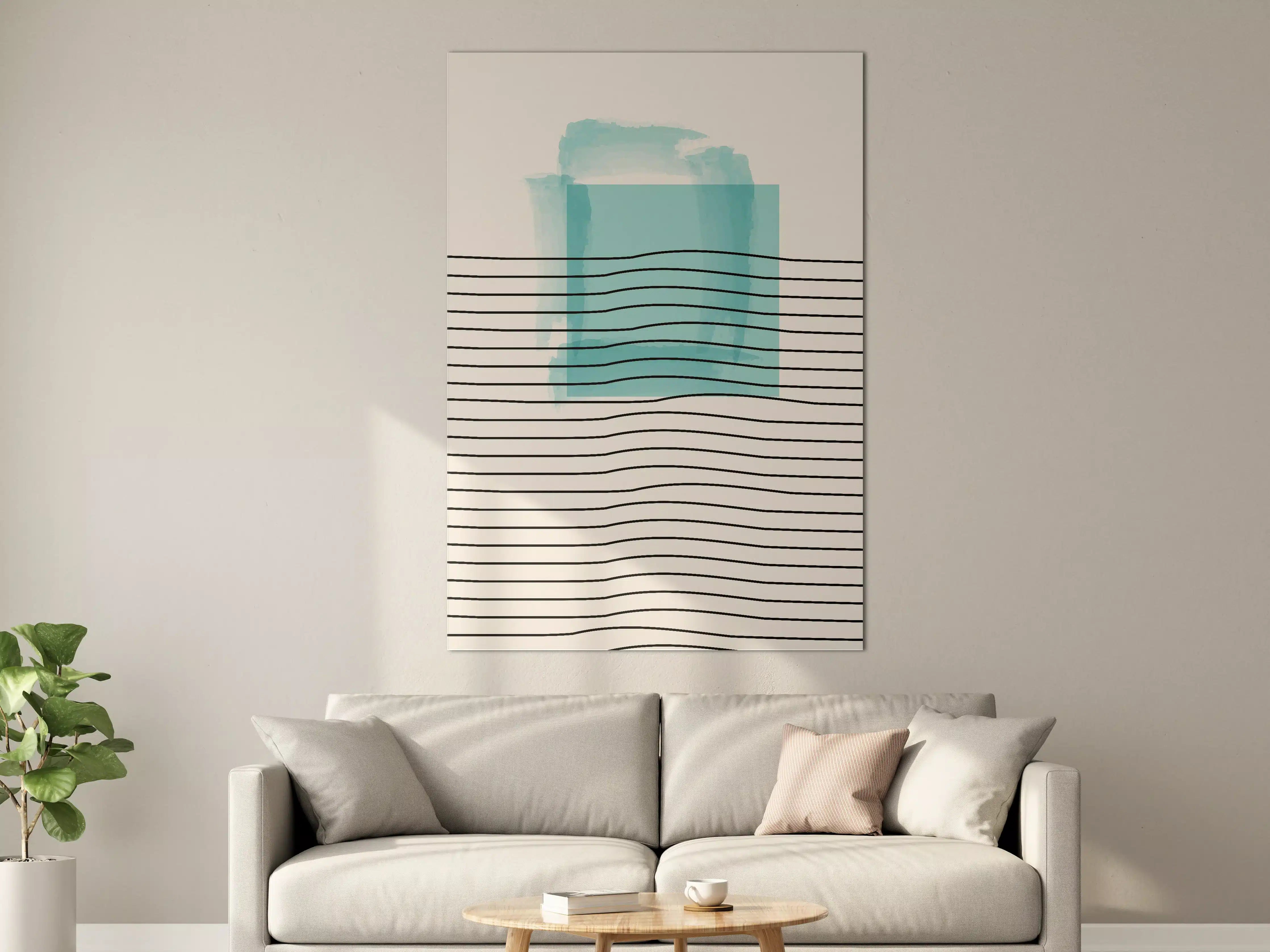 Große Wandbilder - Abstrakte Wasserfarben-Komposition in Blau
