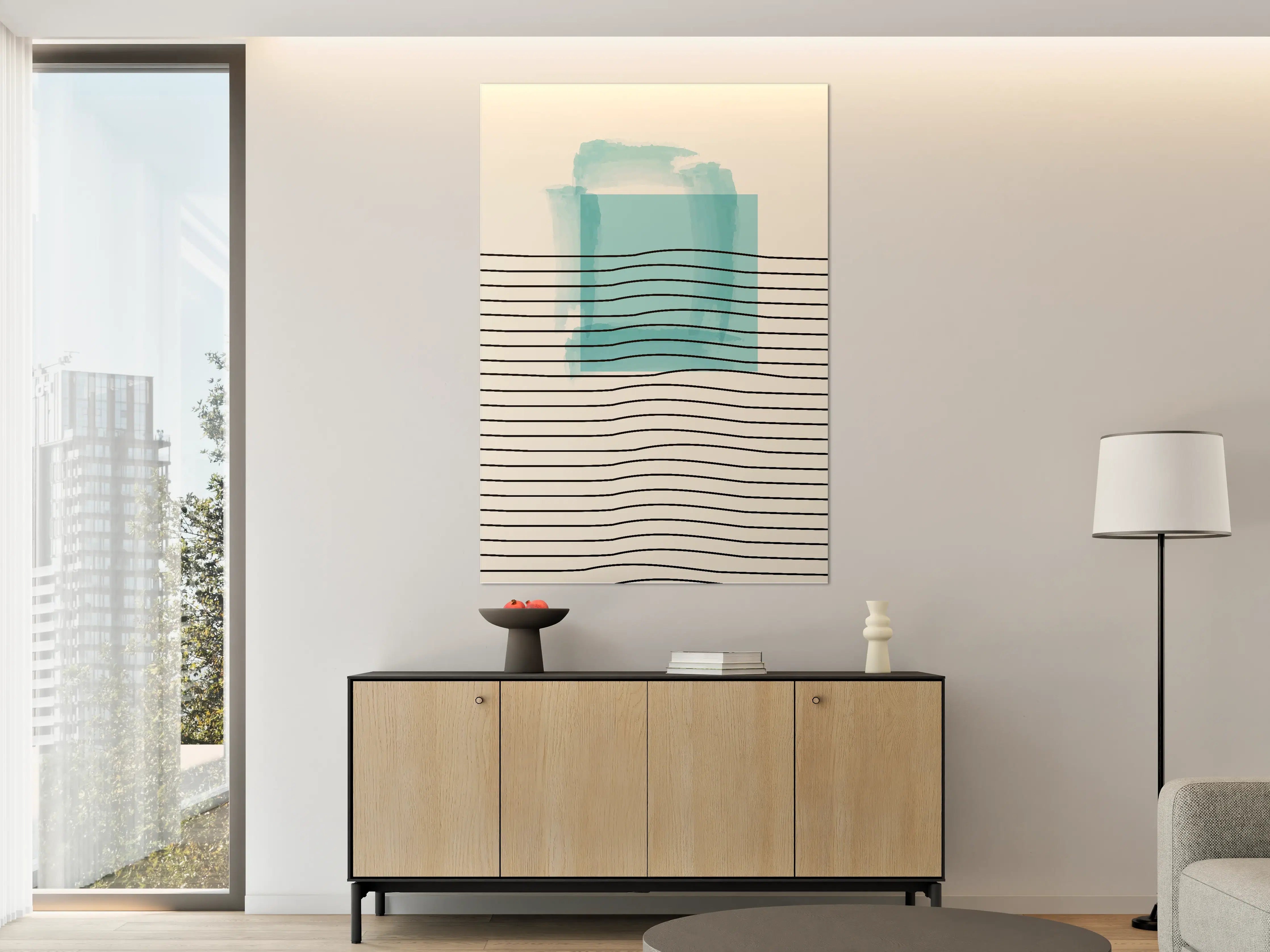 Große Wandbilder - Abstrakte Wasserfarben-Komposition in Blau