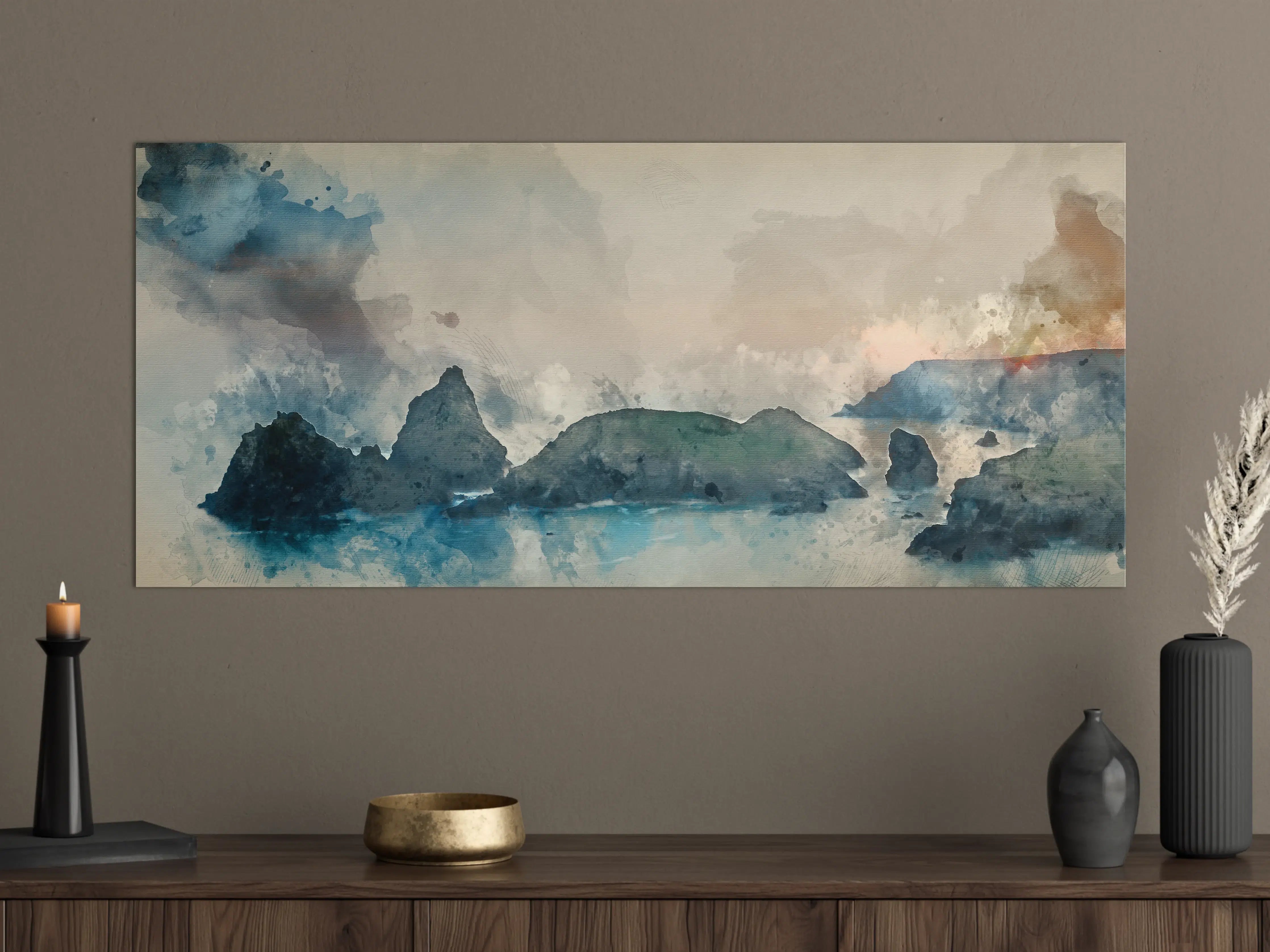 Große Wandbilder - Abstrakte Wasserfarben-Landschaft