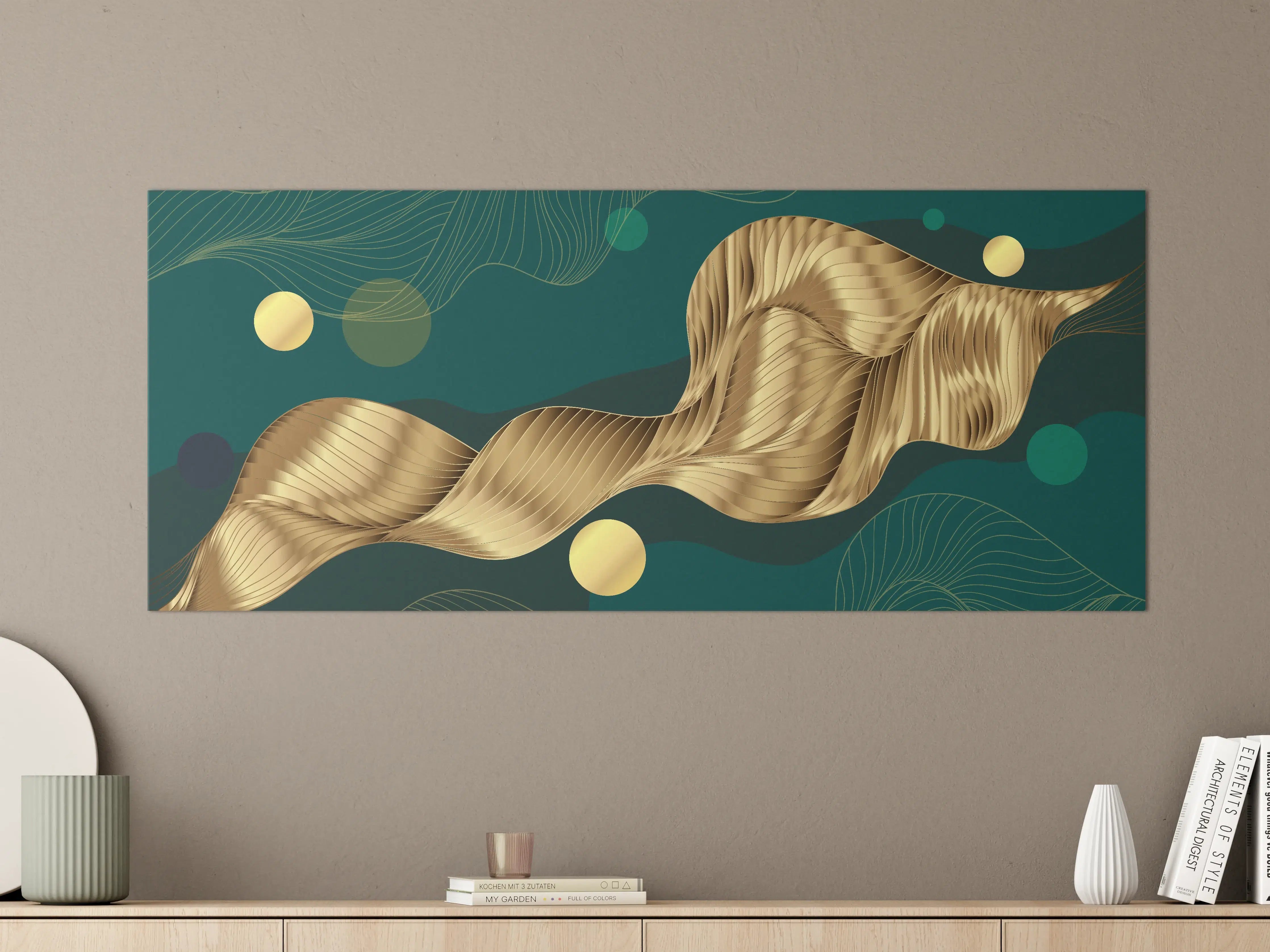 Große Wandbilder - Abstrakte Wellen Gold Hintergrund