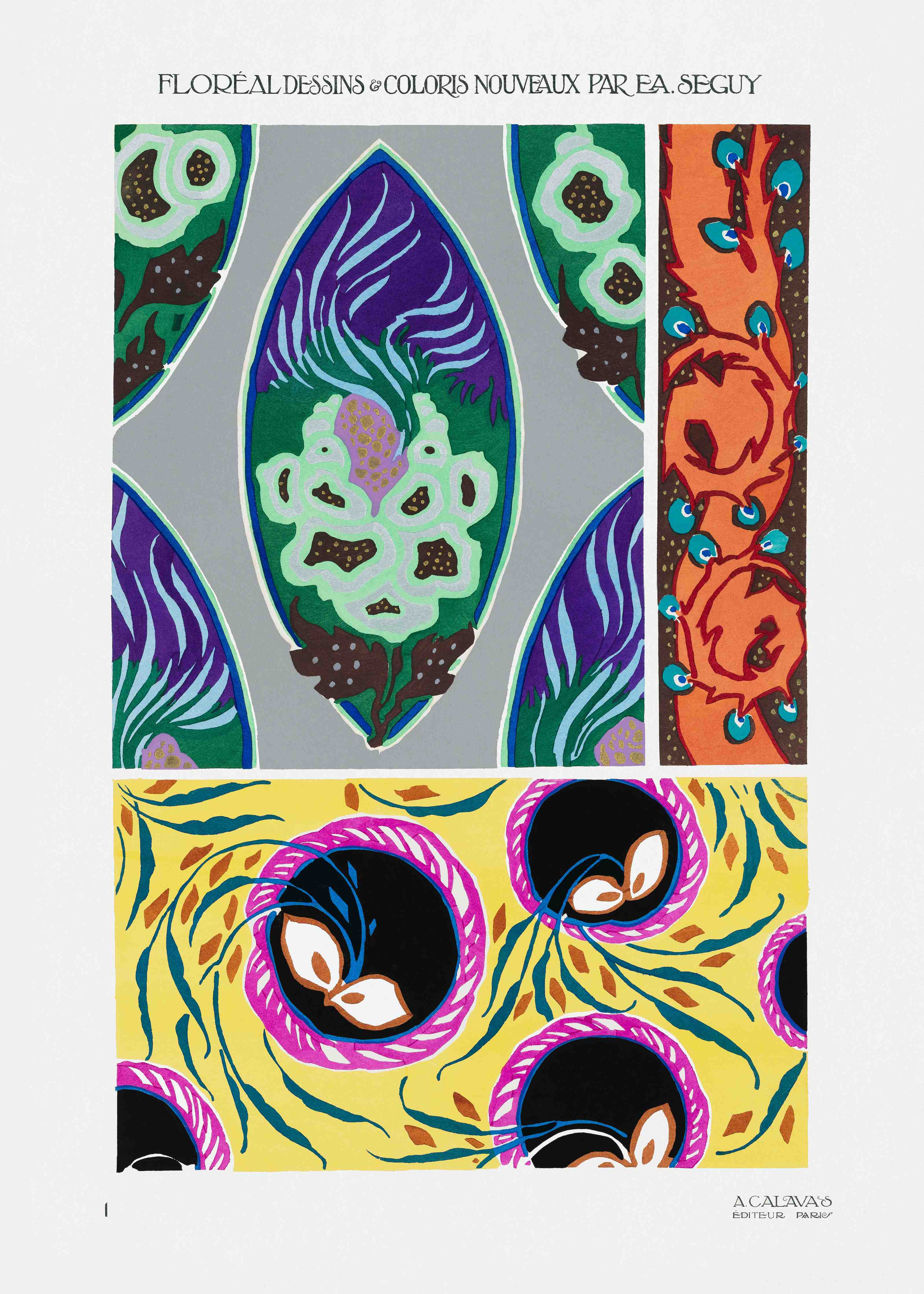 Große Wandbilder-Abstrakte bunte Muster mit floralem Design