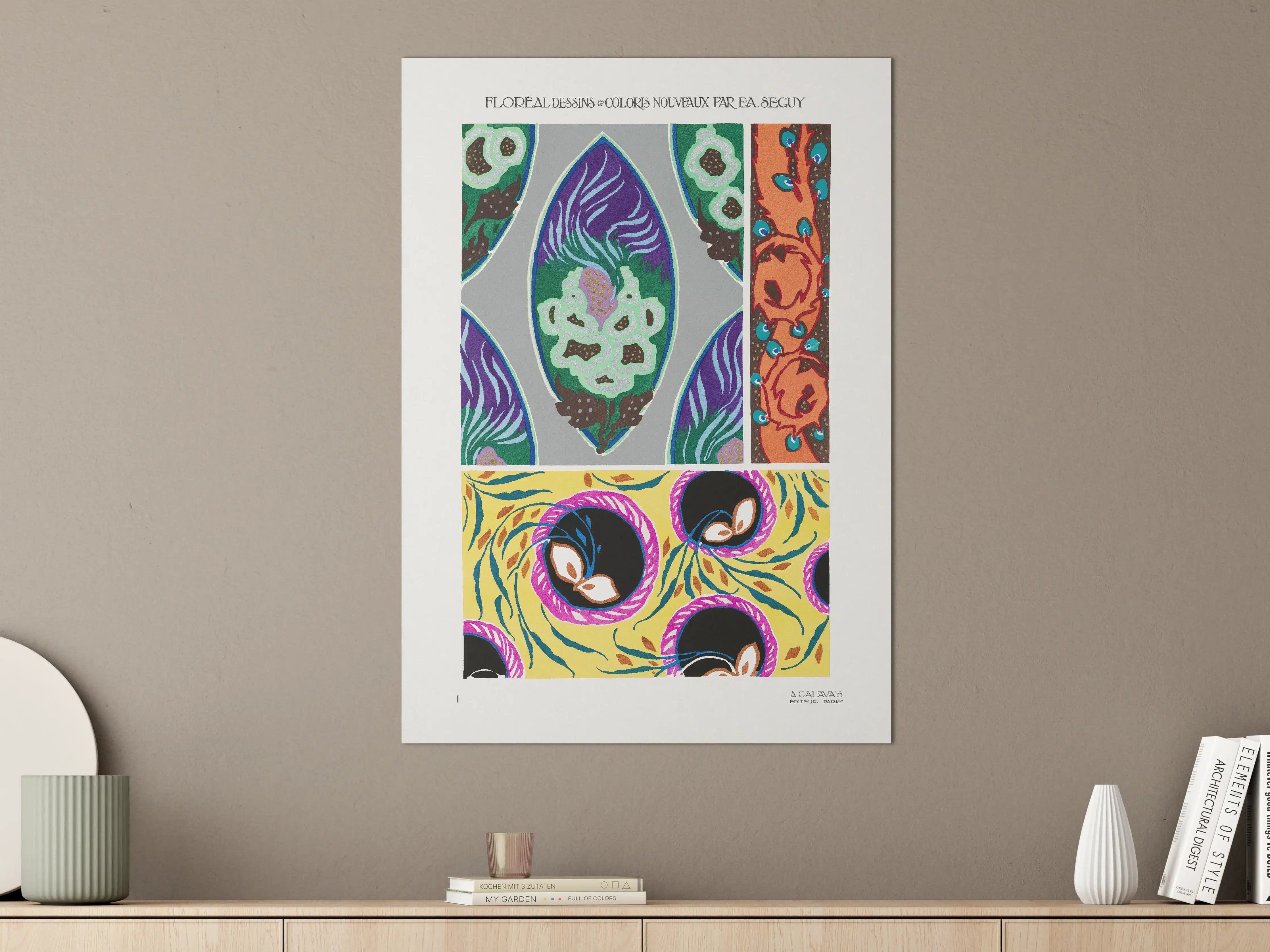 Große Wandbilder - Abstrakte bunte Muster mit floralem Design