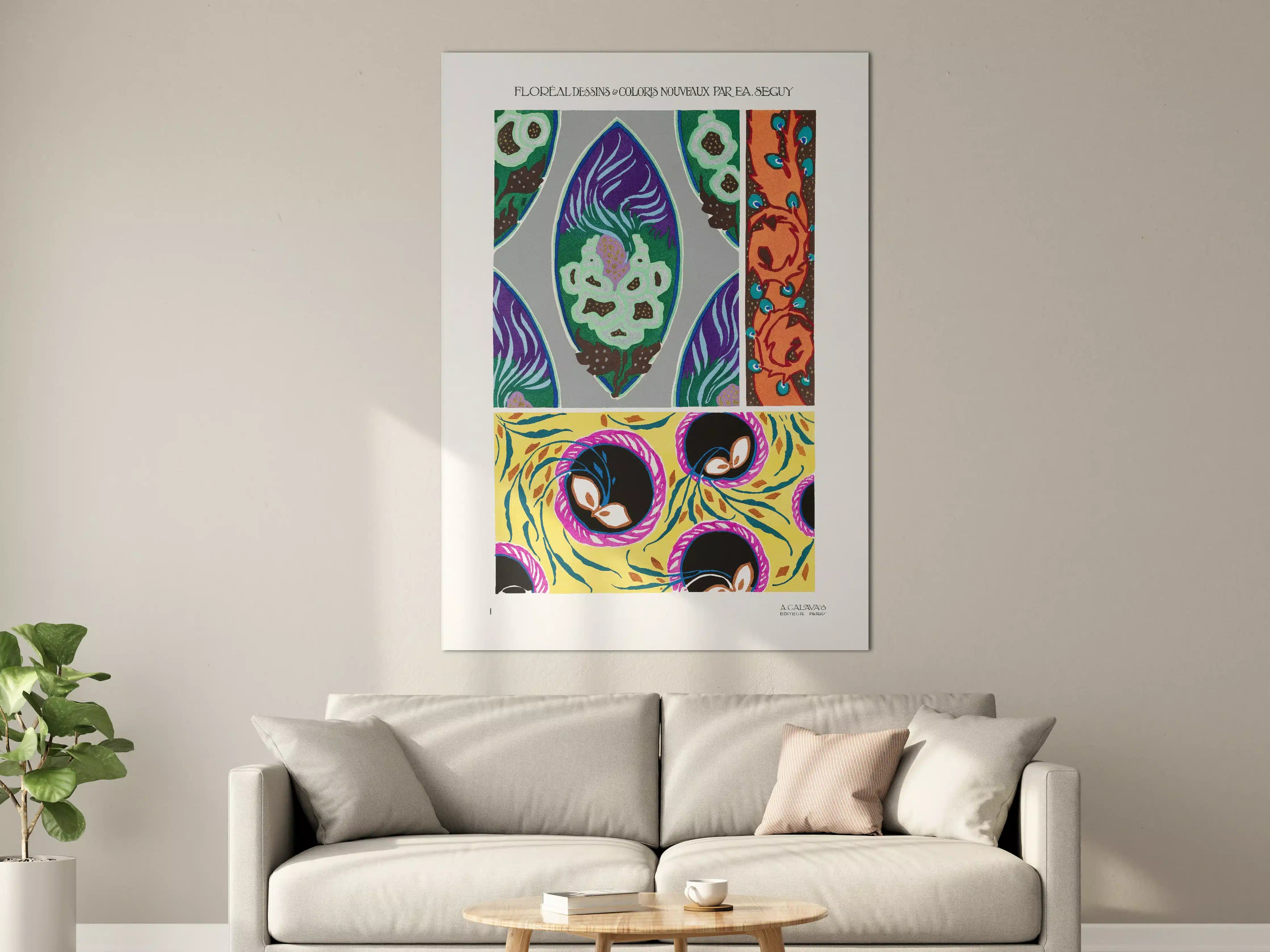 Große Wandbilder - Abstrakte bunte Muster mit floralem Design