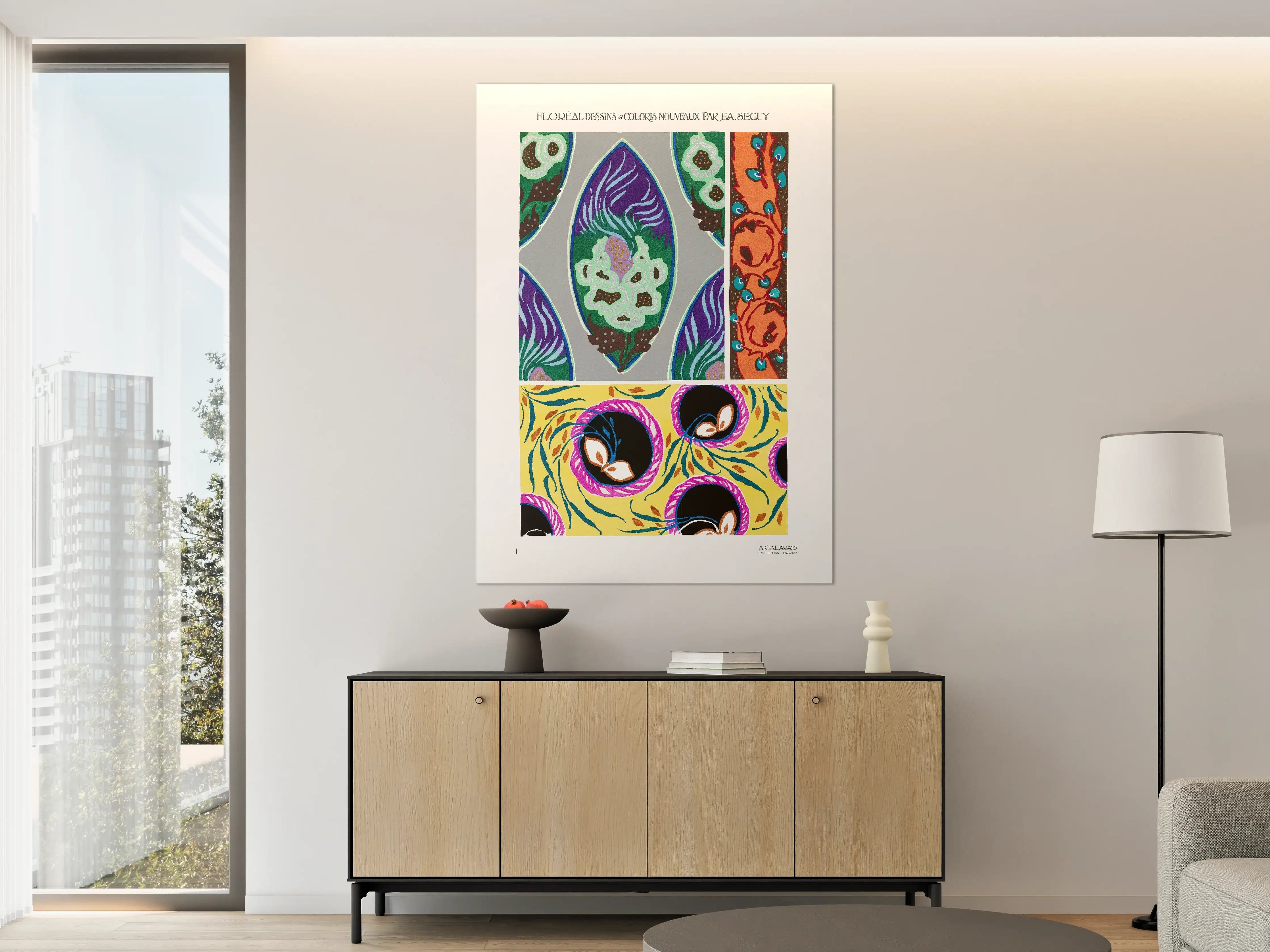 Große Wandbilder - Abstrakte bunte Muster mit floralem Design