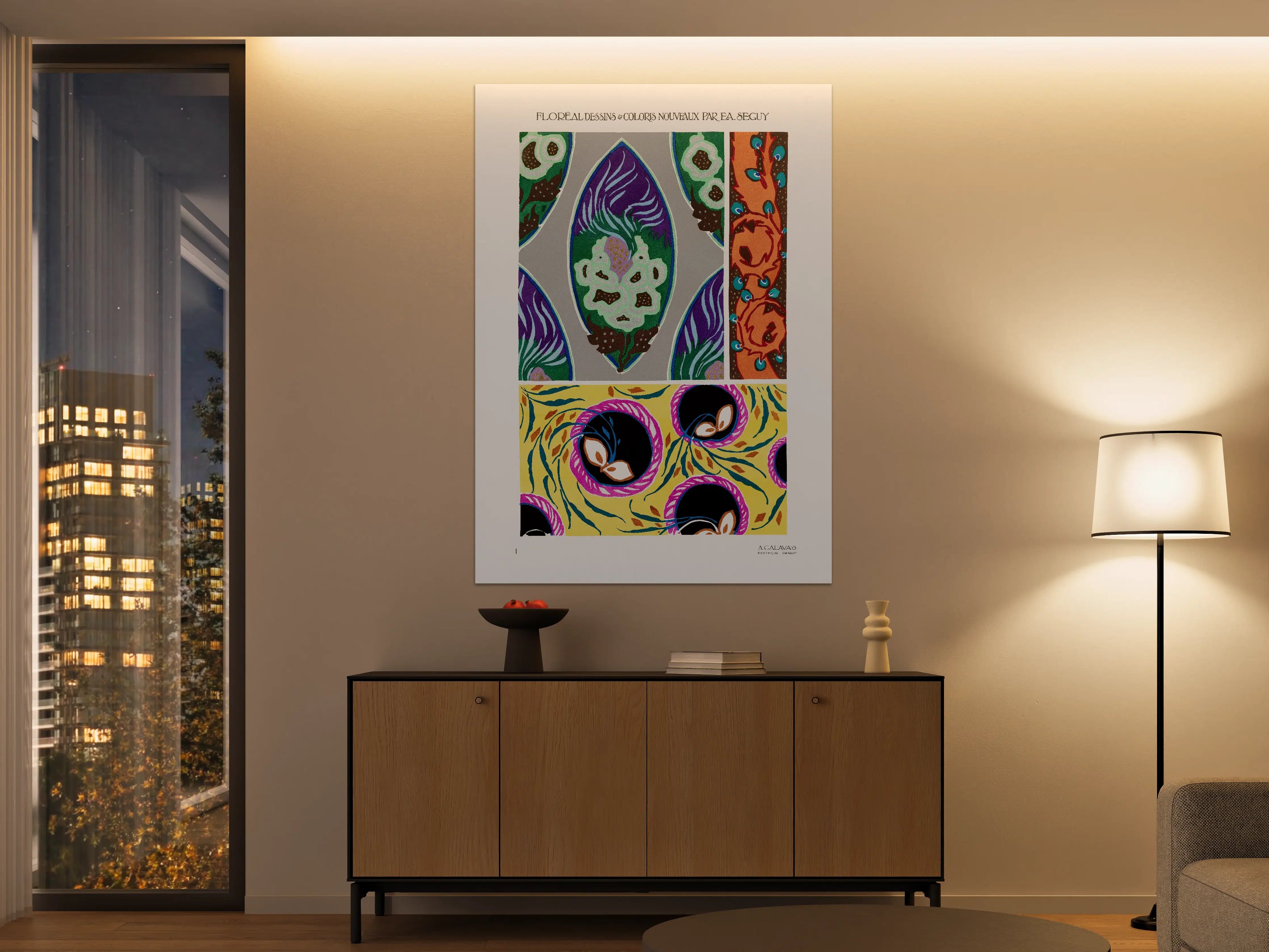 Große Wandbilder - Abstrakte bunte Muster mit floralem Design