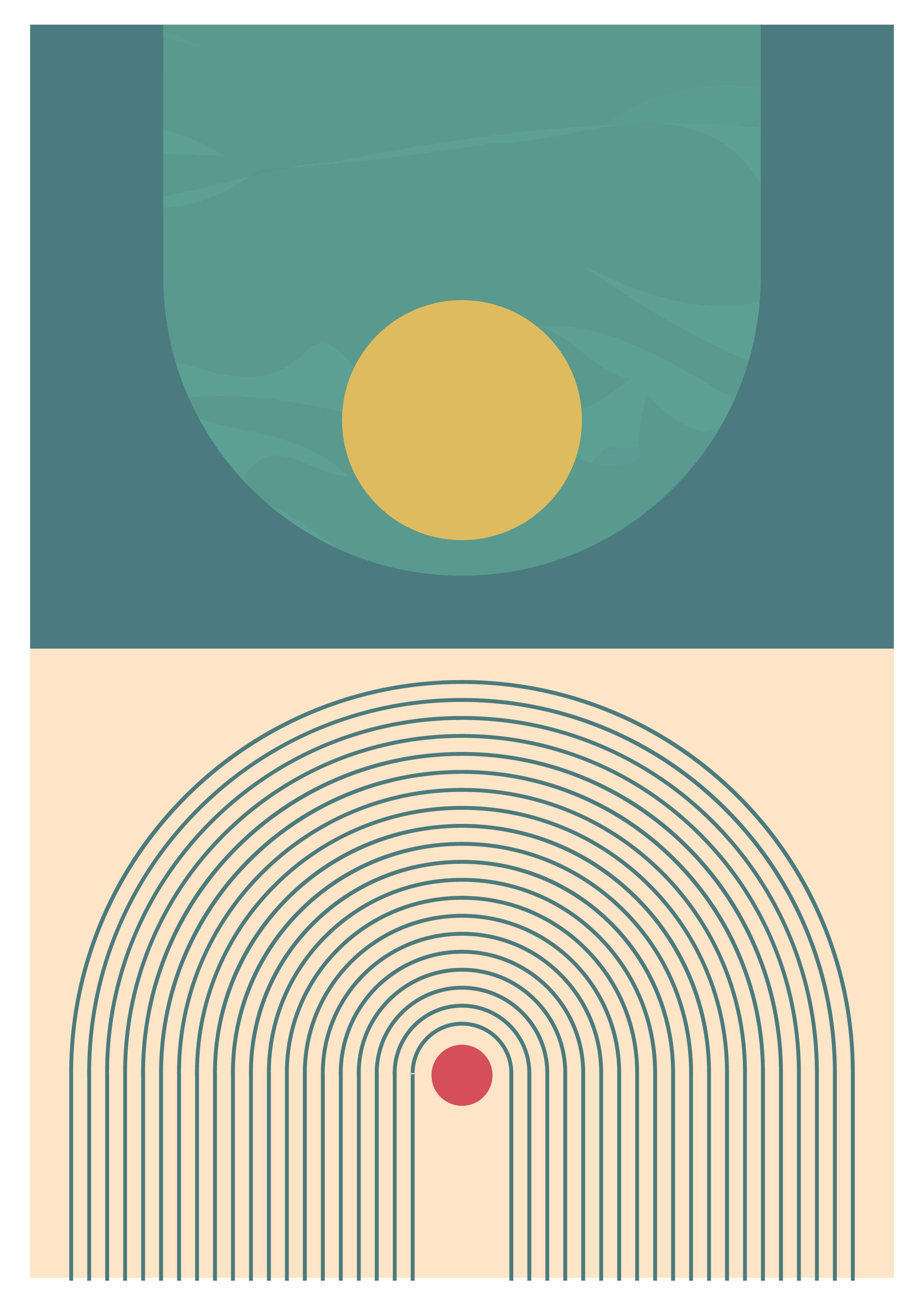 Große Wandbilder-Abstrakte geometrische Illustration in gedeckten Farbtönen