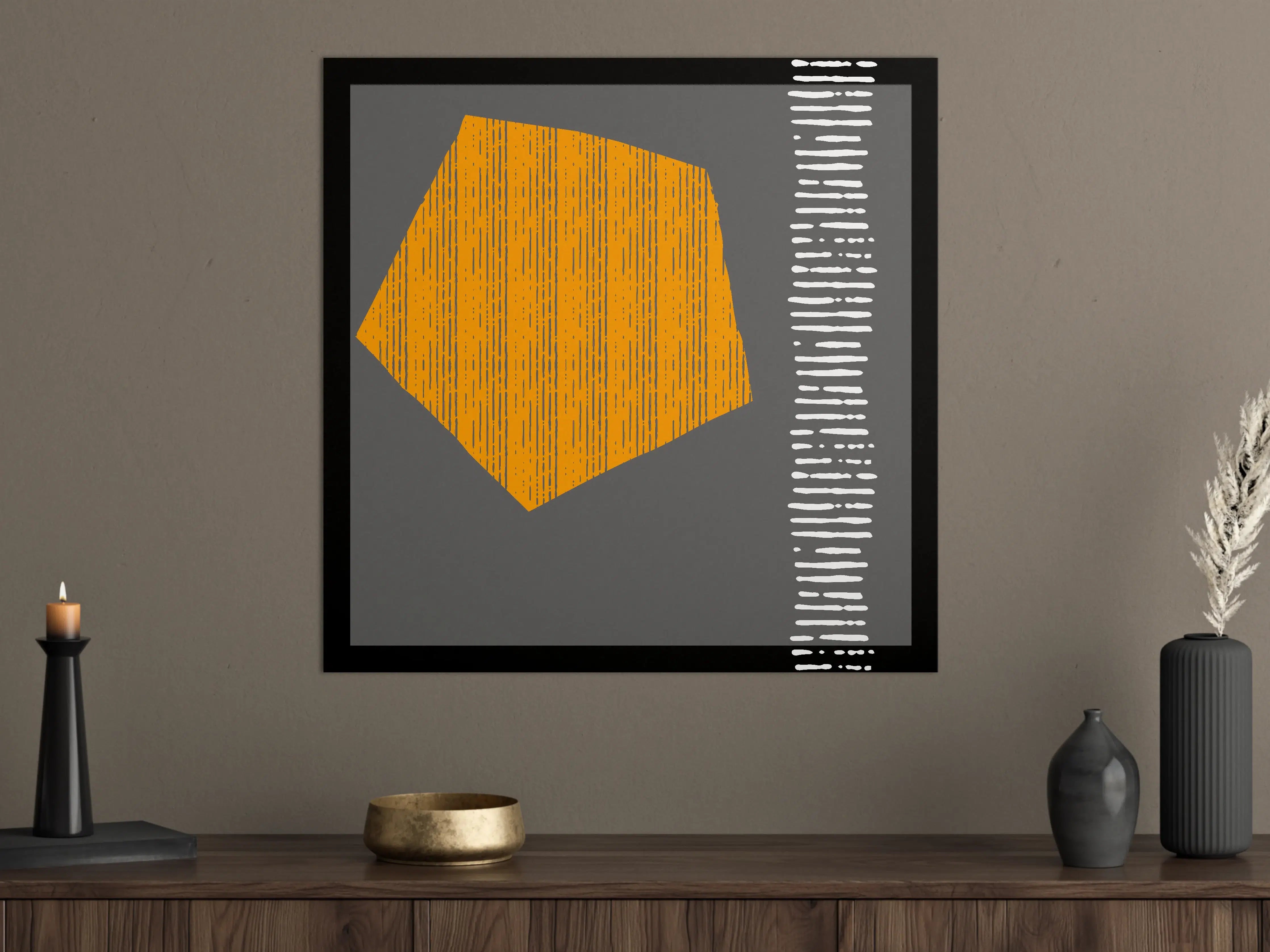 Große Wandbilder - Abstrakte geometrische Kunst in Grau und Orange