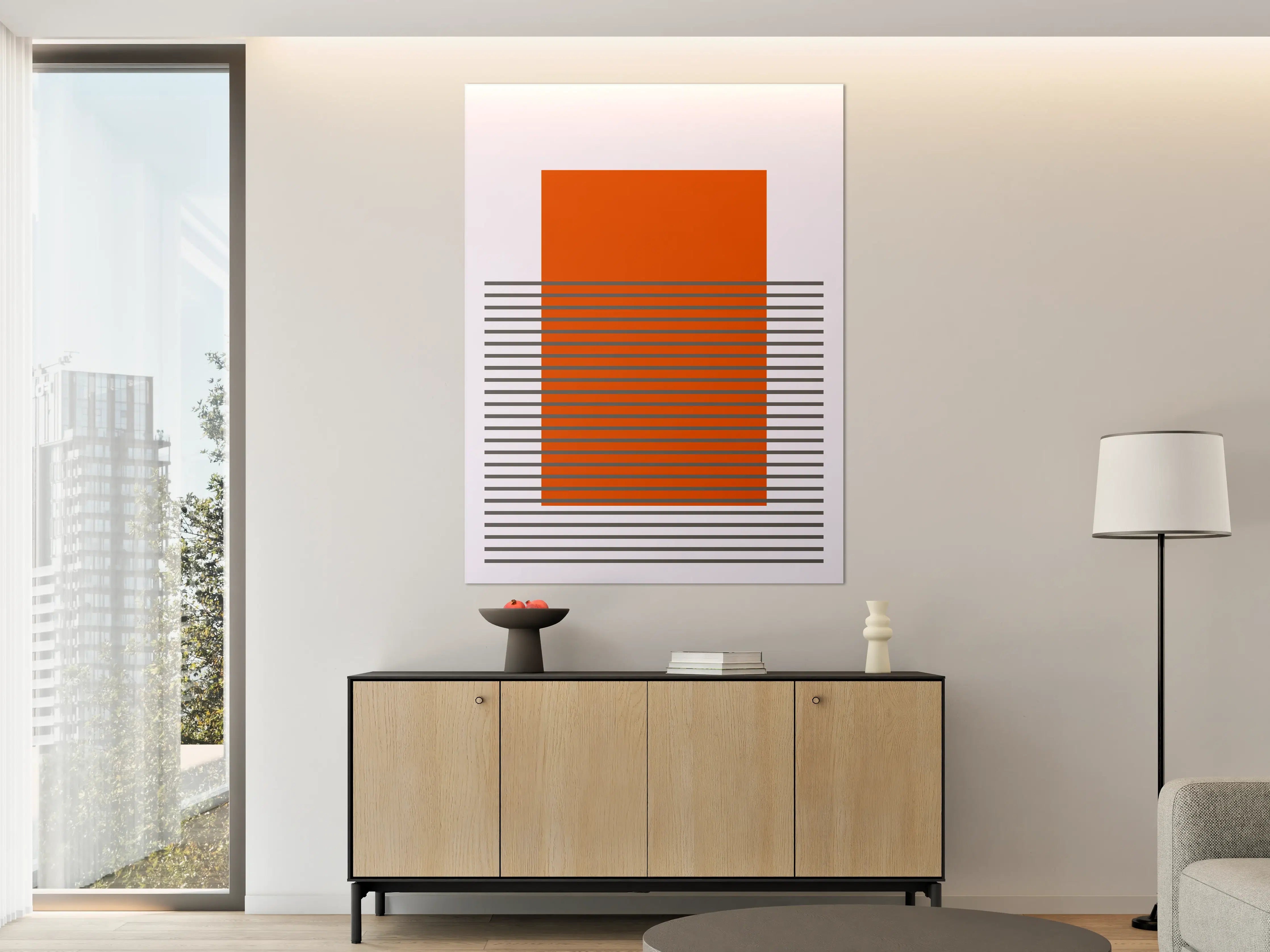 Große Wandbilder - Abstrakte moderne Kunst in Rot und Grau
