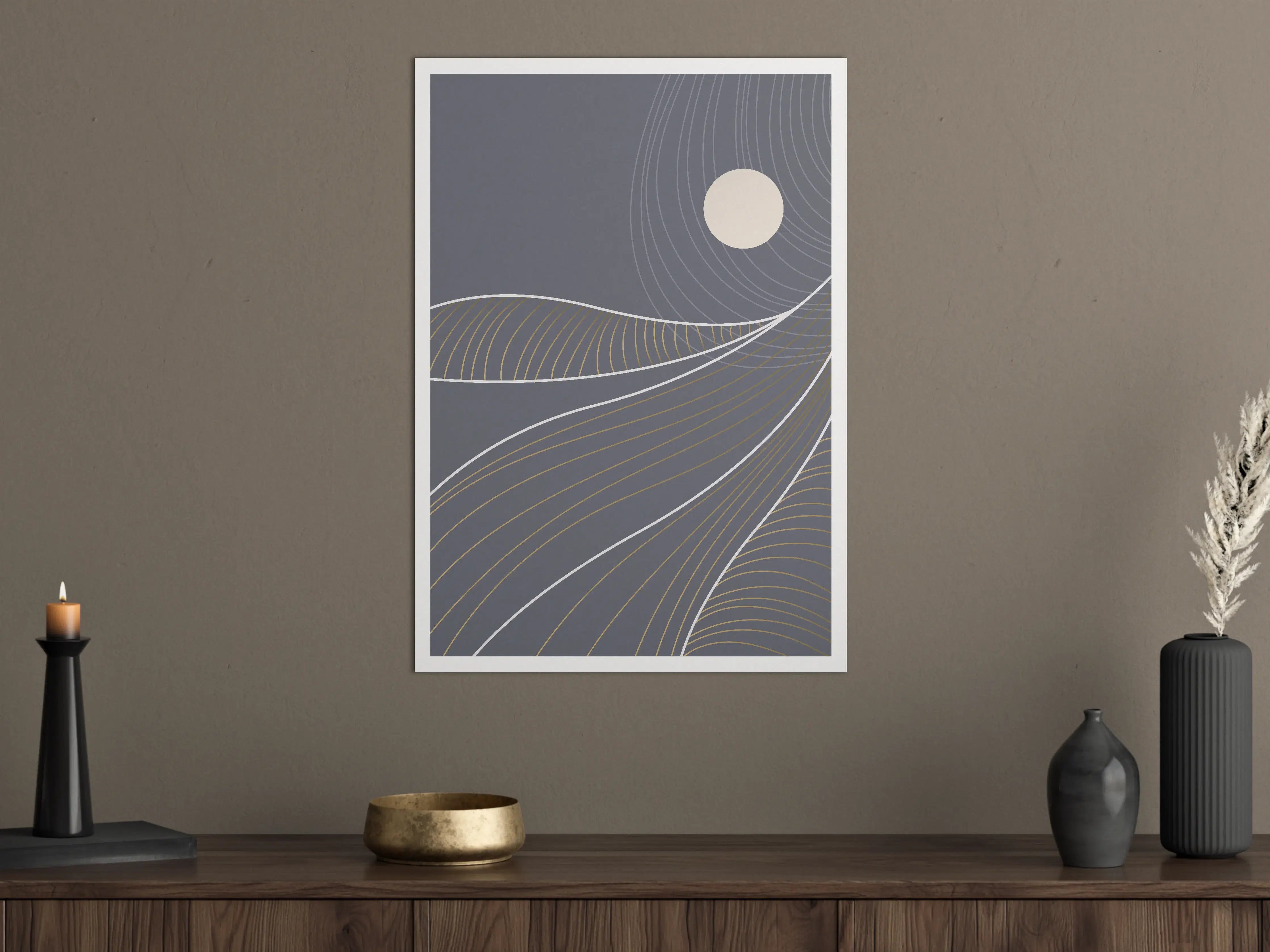Große Wandbilder - Abstrakte nächtliche Landschaft mit Mond