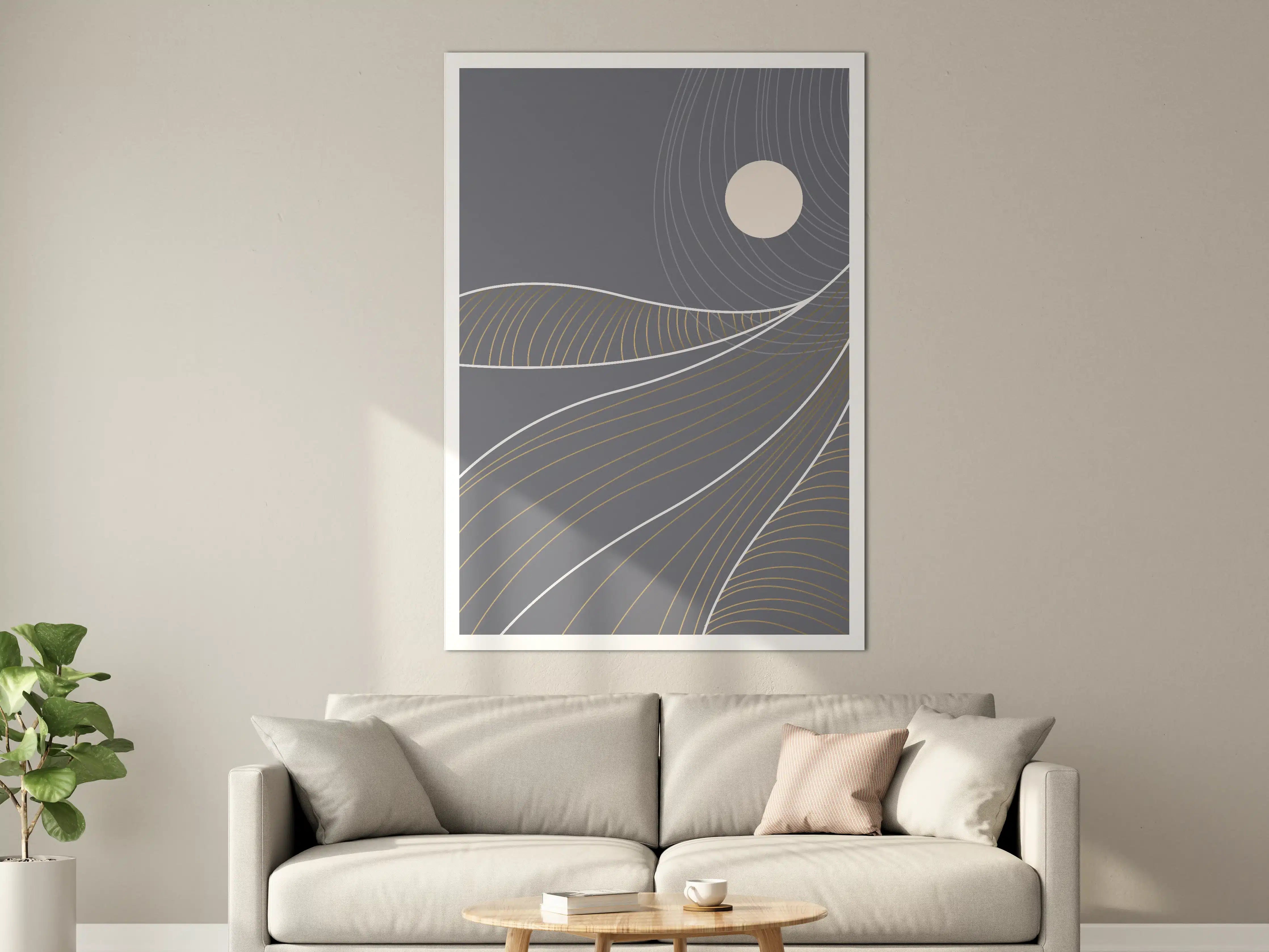 Große Wandbilder - Abstrakte nächtliche Landschaft mit Mond